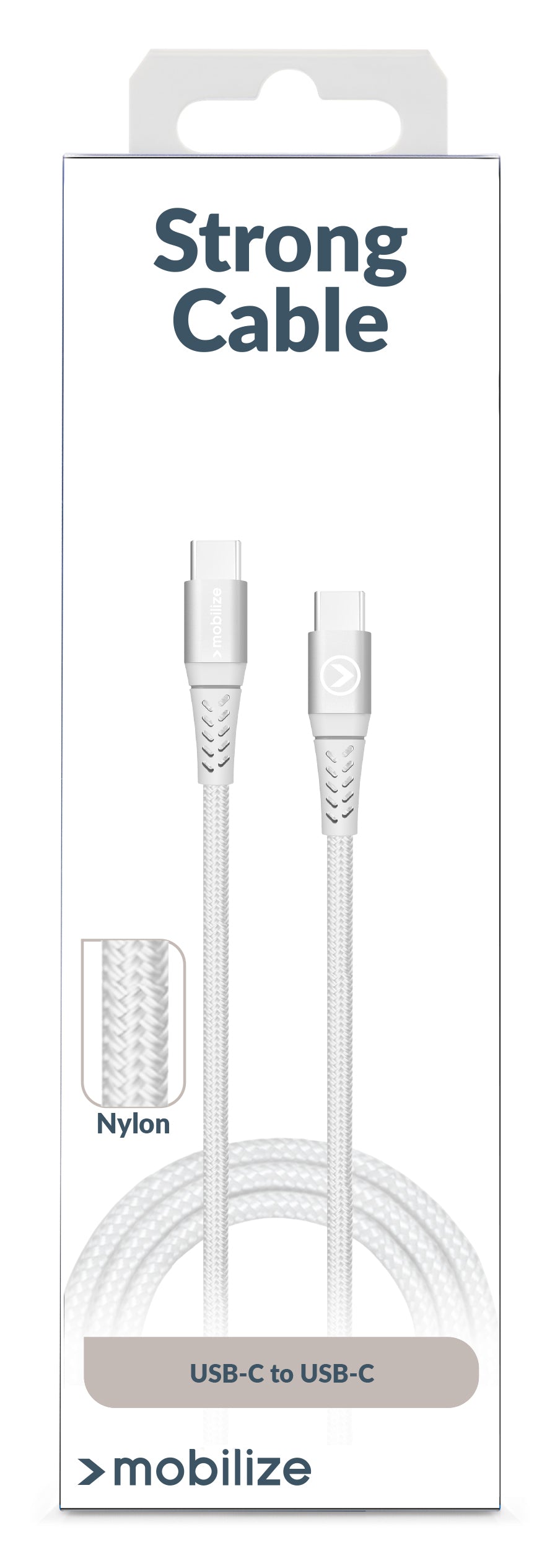 Mobilize Strong Nylon Cable Usb-C To Usb-C 1M. 100W White