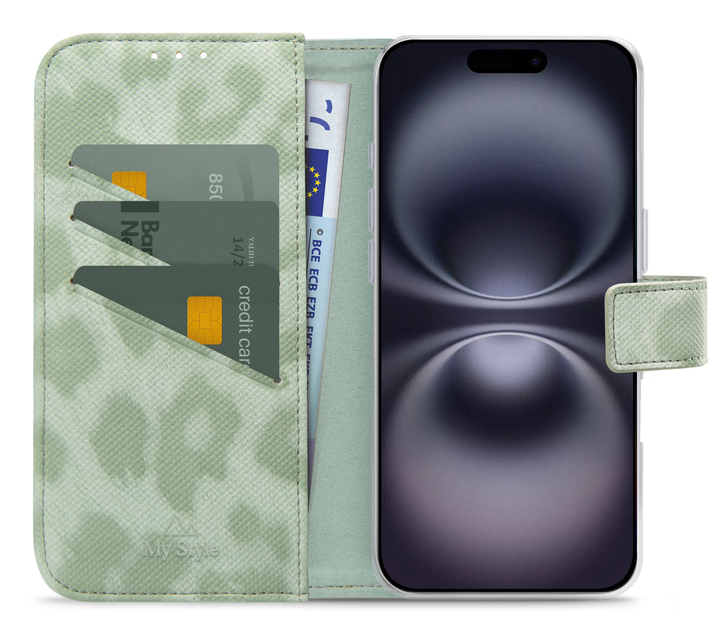 My Style Flex Wallet For Apple Iphone 16 Green Leopard