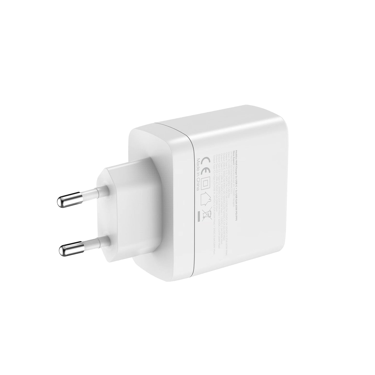 Mobilize Wall Charger 2X Usb-C + 1X Usb Gan 65W With Pd/Pps White