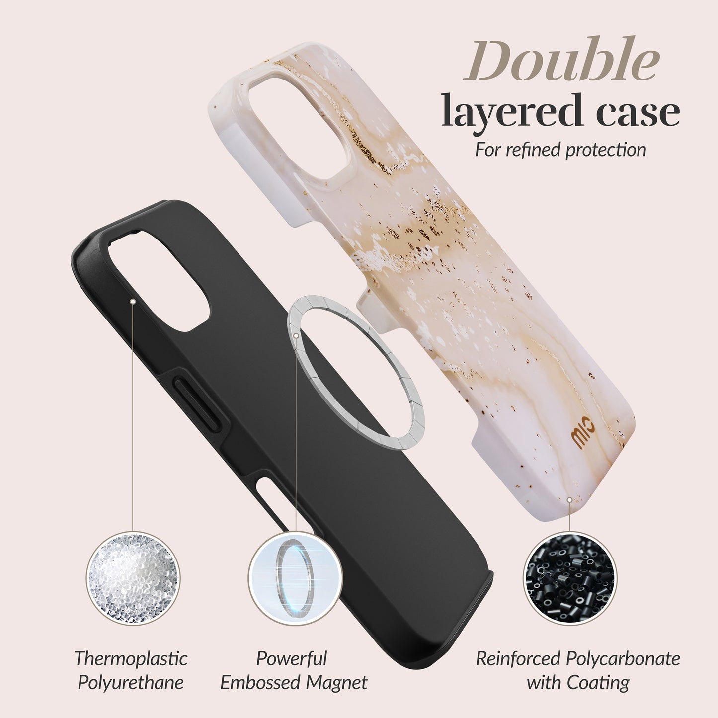 Mio By Mobilize Mio Gold Marble Magsafe Compatible For Iphone 16 Plus
