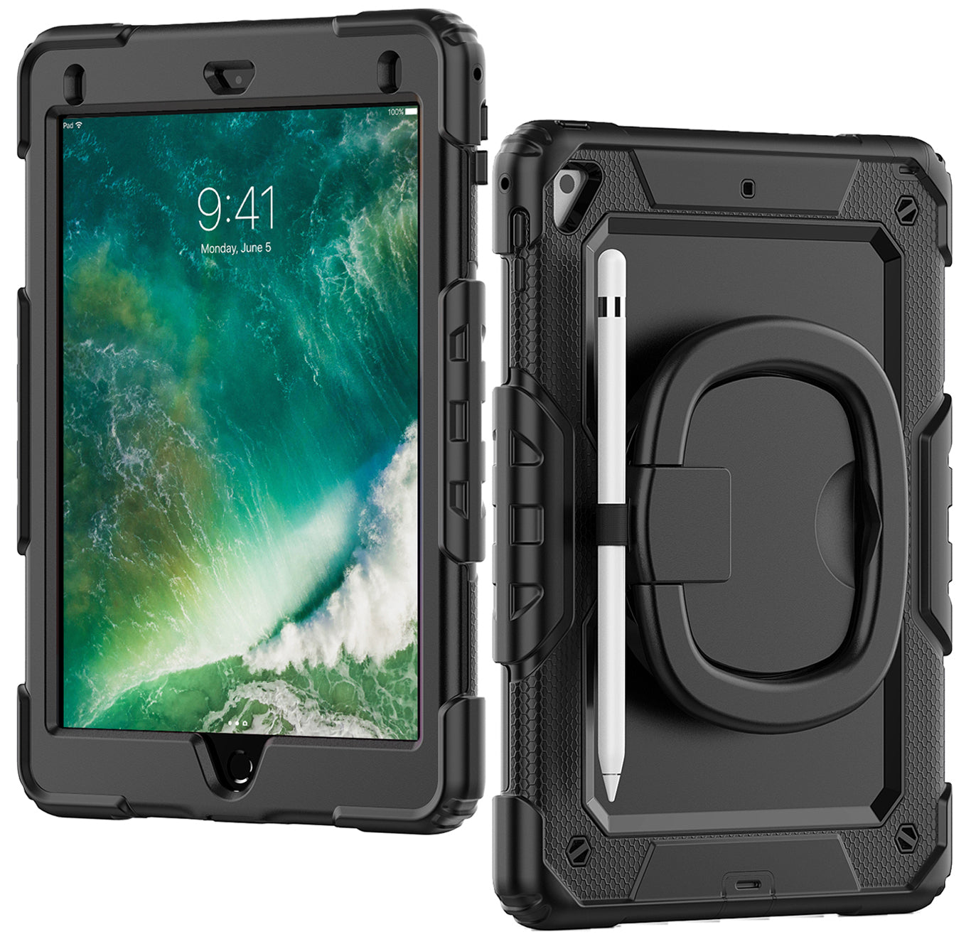 Mobilize Rotating Defender Case Stand Function For Apple Ipad 9.7 (17/18)/Air/Air 2/Pro 9.7 Black