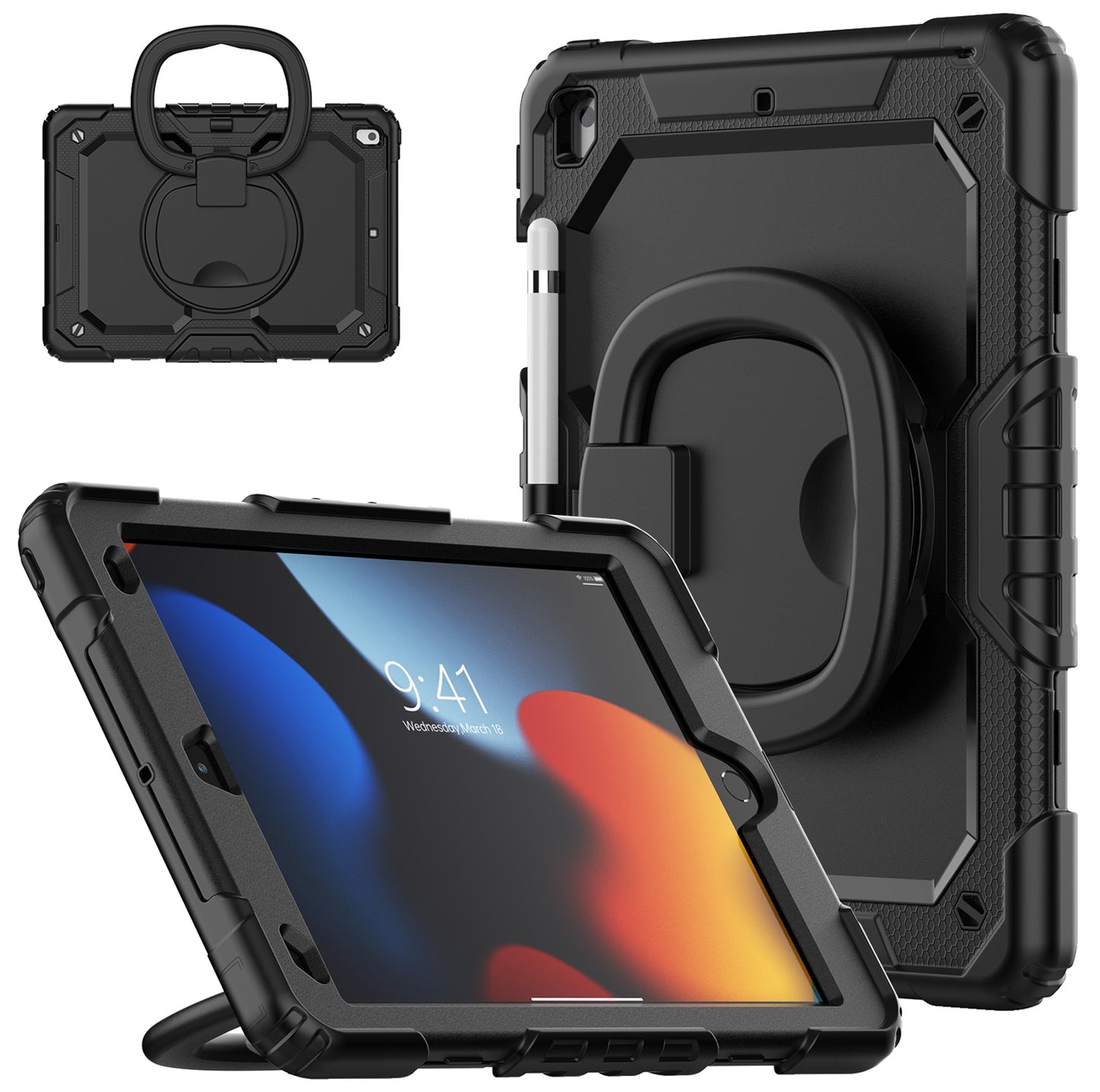 Mobilize Rotating Defender Case Stand Function For Apple Ipad 10.2 (2019/2020/2021) Black