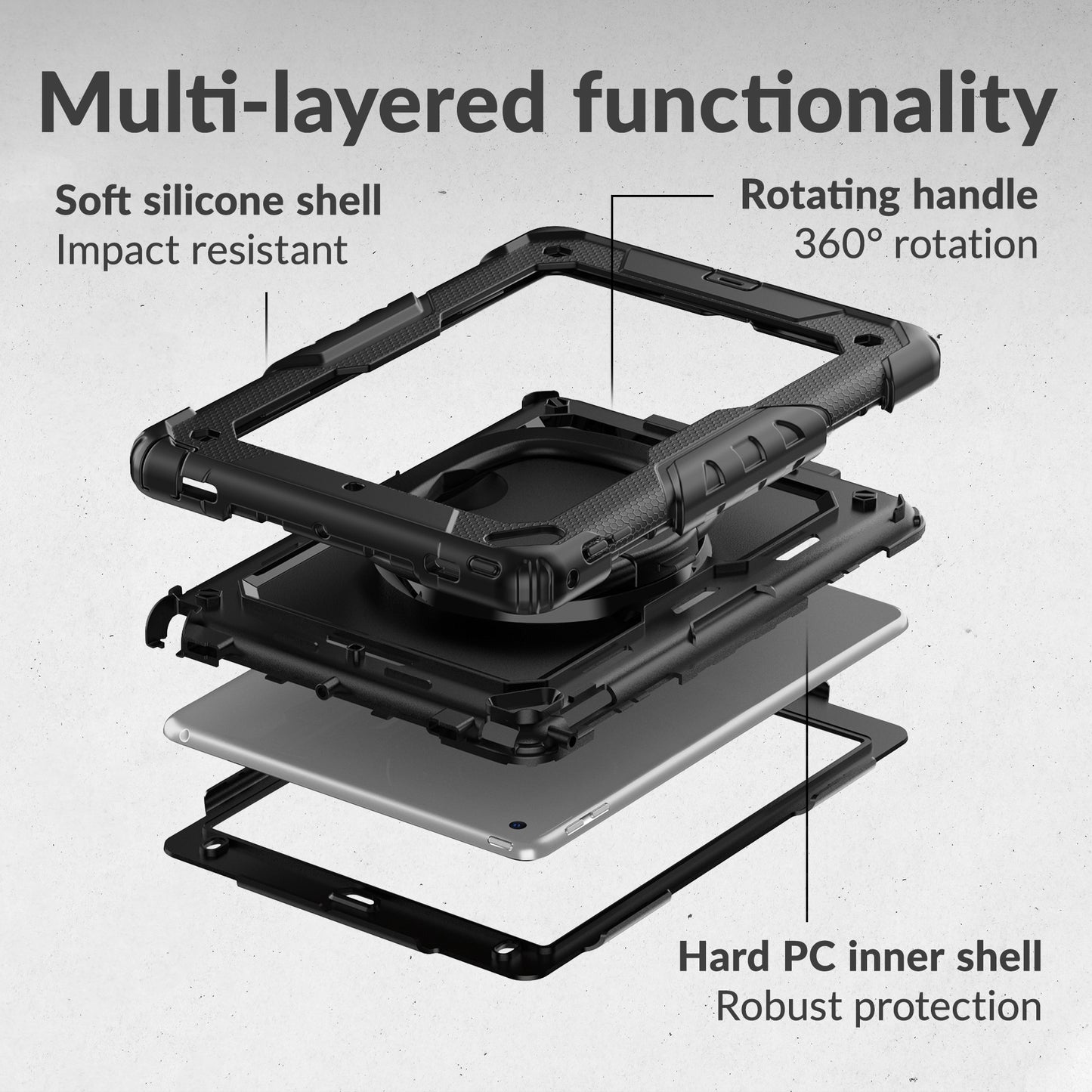 Mobilize Rotating Defender Case Stand Function For Apple Ipad Pro 12.9 (2018/2020/2021/2022) Black