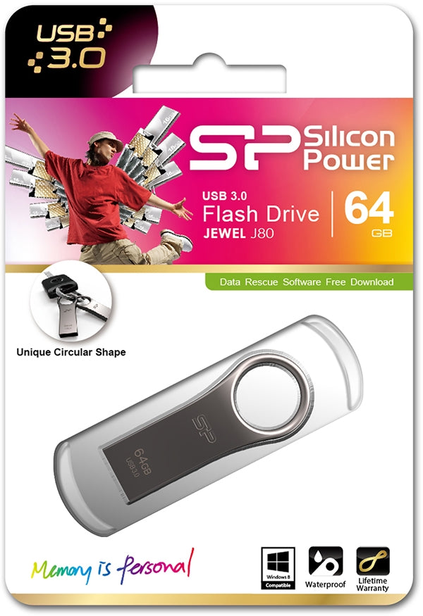 Silicon Power J80 Jewel Usb Pendrive 64Gb Usb 3.0 Titanium