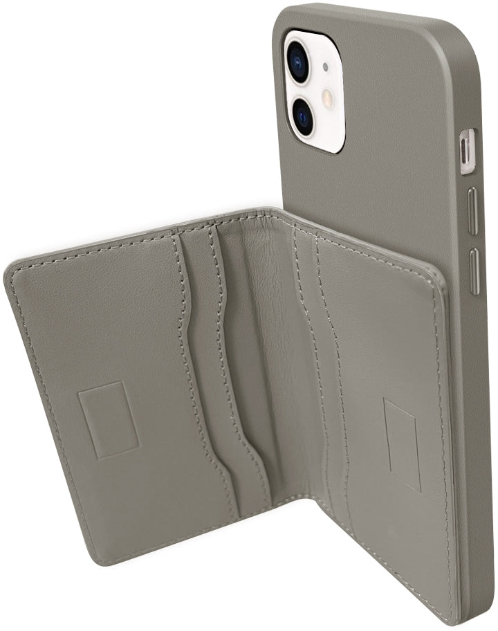 Valenta Leather Card Wallet Snap Grey