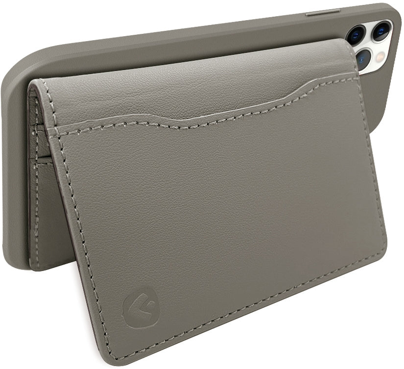 Valenta Leather Card Wallet Snap Grey