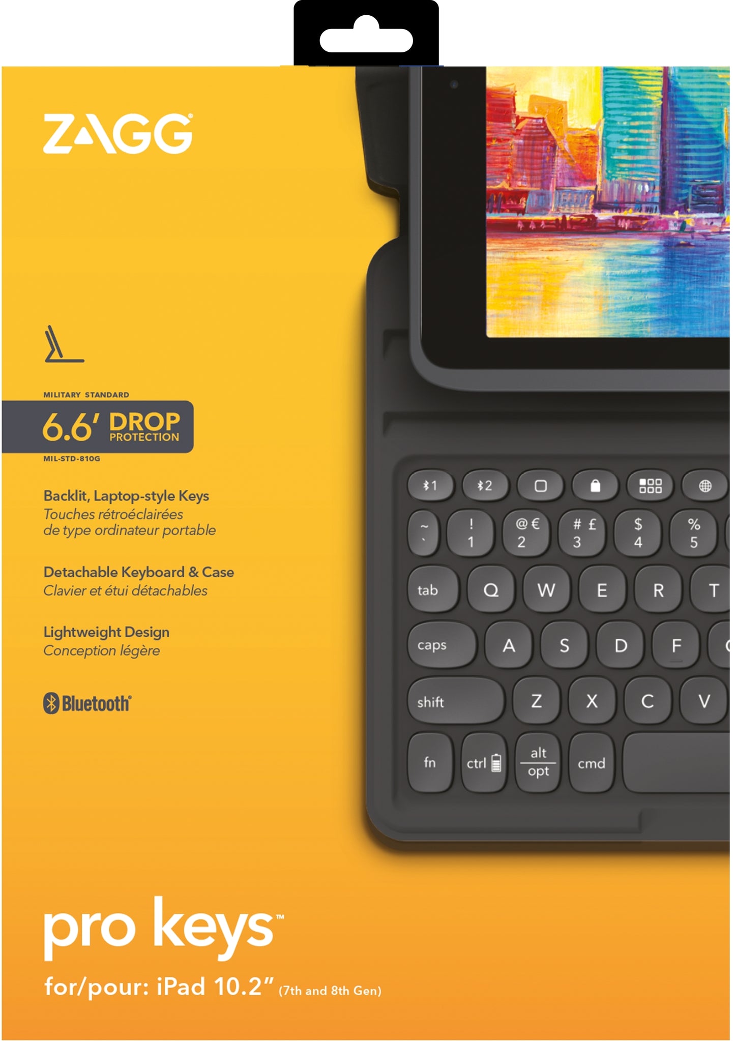 Zagg Pro Keys Bluetooth Keyboard Case For Apple Ipad 10.2 (2019/2020/2021) Qwerty Black