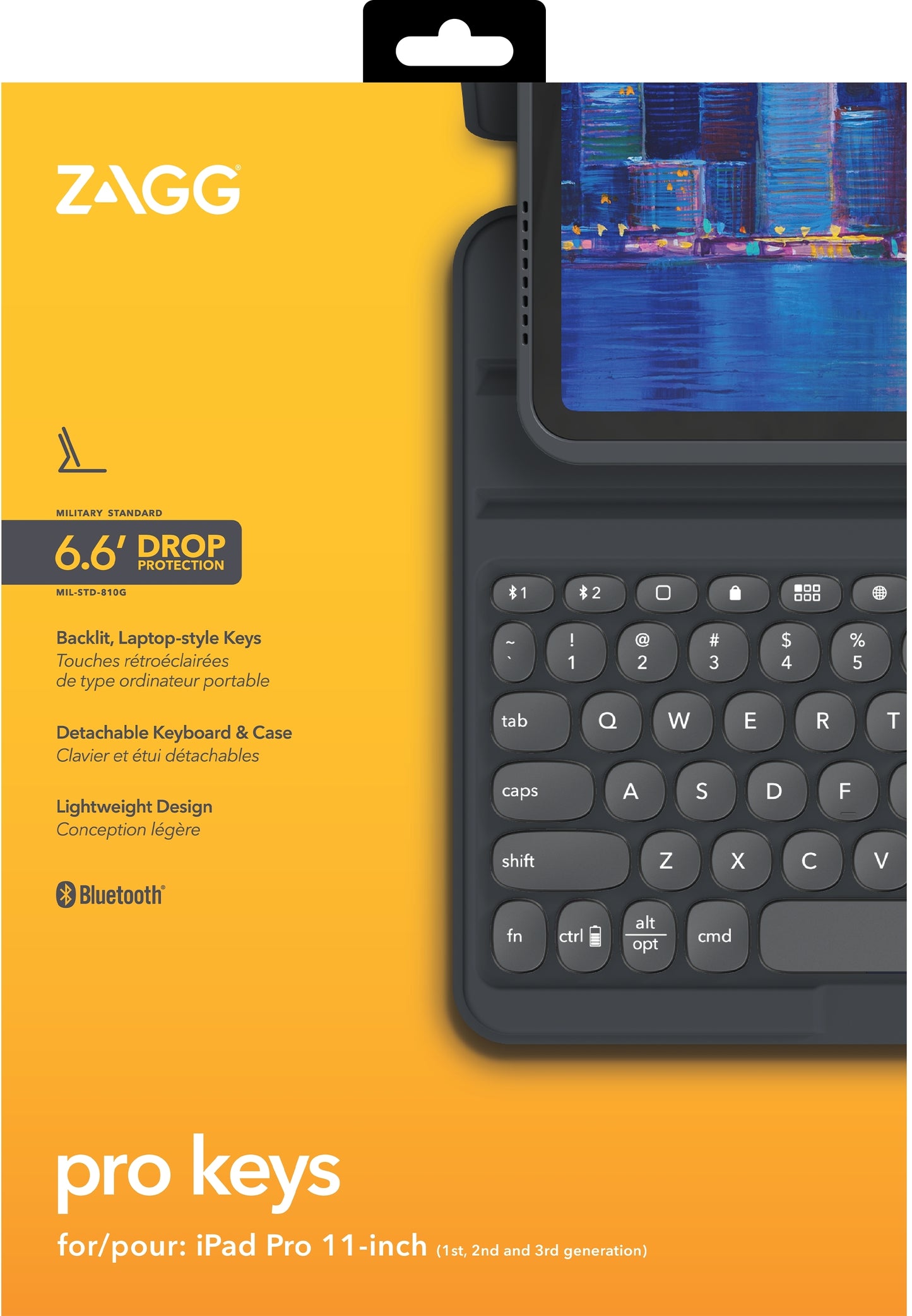 Zagg Pro Keys Bluetooth Keyboard Case For Apple Ipad Air 11 (2024)/Pro 11 (2021) Qwerty Black