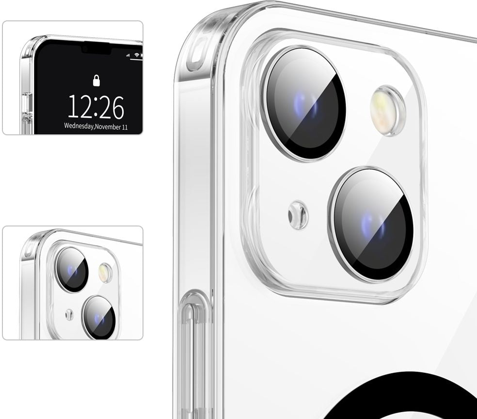 Valenta Tempered Glass Back Cover Magsafe Case Apple Iphone 14 Plus Clear