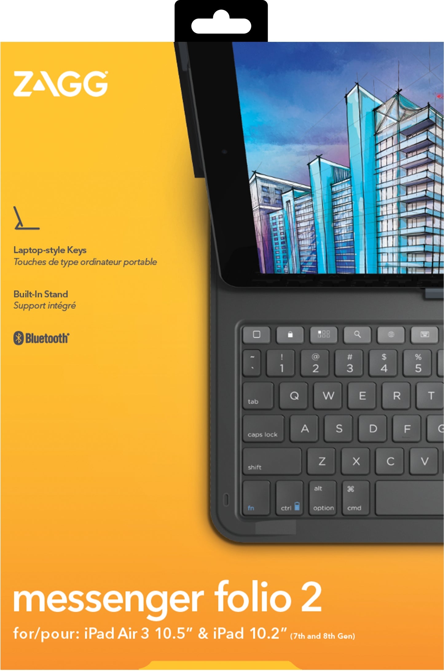 Zagg Messenger Folio 2 Bluetooth Keyboard Case For Apple Ipad 10.2/Pro/Air 10.5 Serie Azerty Black