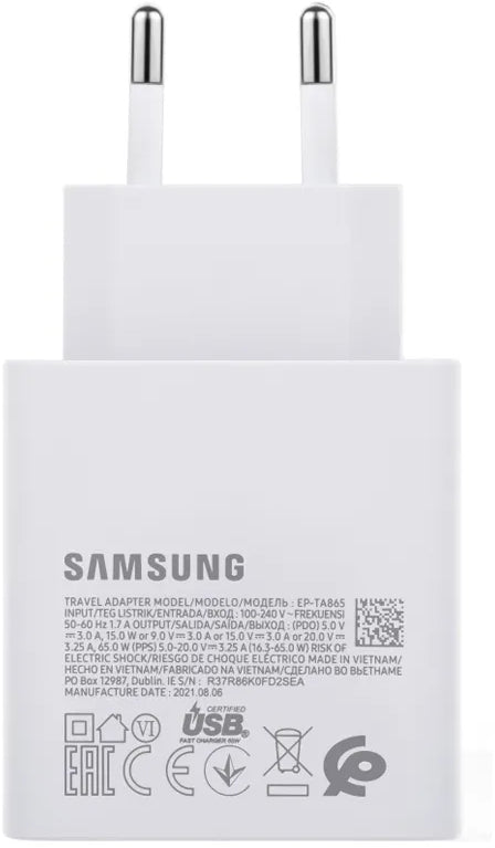 Samsung Ep-Ta865Xwegww Samsung Fast Pd Wall Charger Usb-C 65W White Bulk