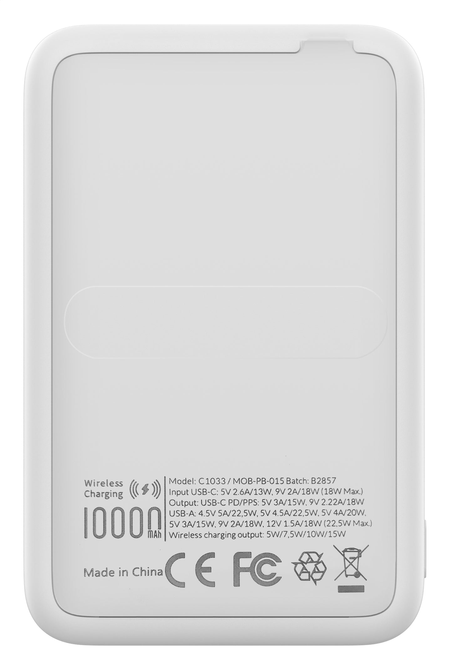 Mobilize Magnetic Wireless Magsafe Compatible Pd Stand Power Bank 10000Mah 15W White