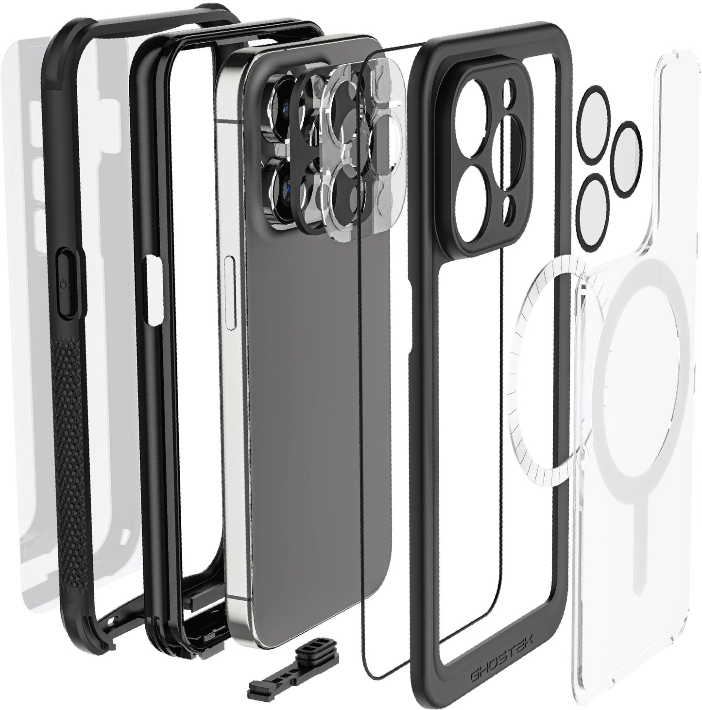Ghostek Nautical Waterproof Magsafe Case + Belt Swivel Holster Apple Iphone 15 Pro Clear