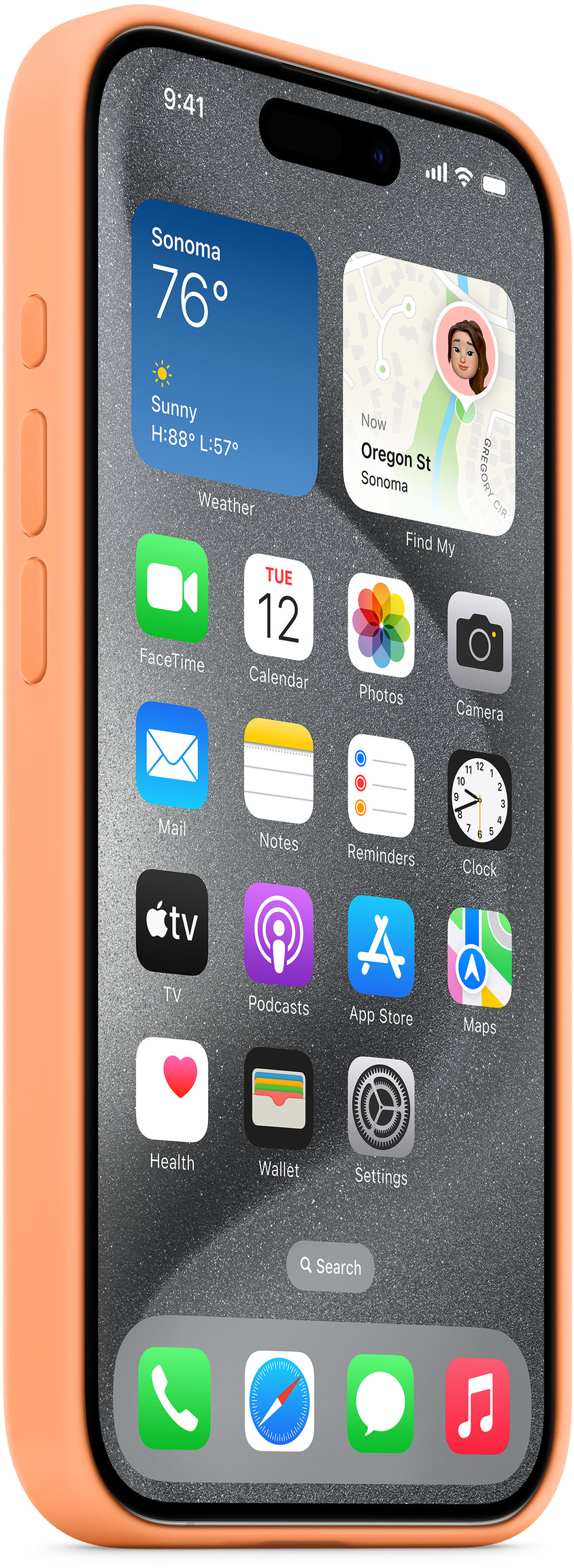 Apple Mt1H3Zm/A Apple Silicone Case With Magsafe Iphone 15 Pro Sorbet Orange