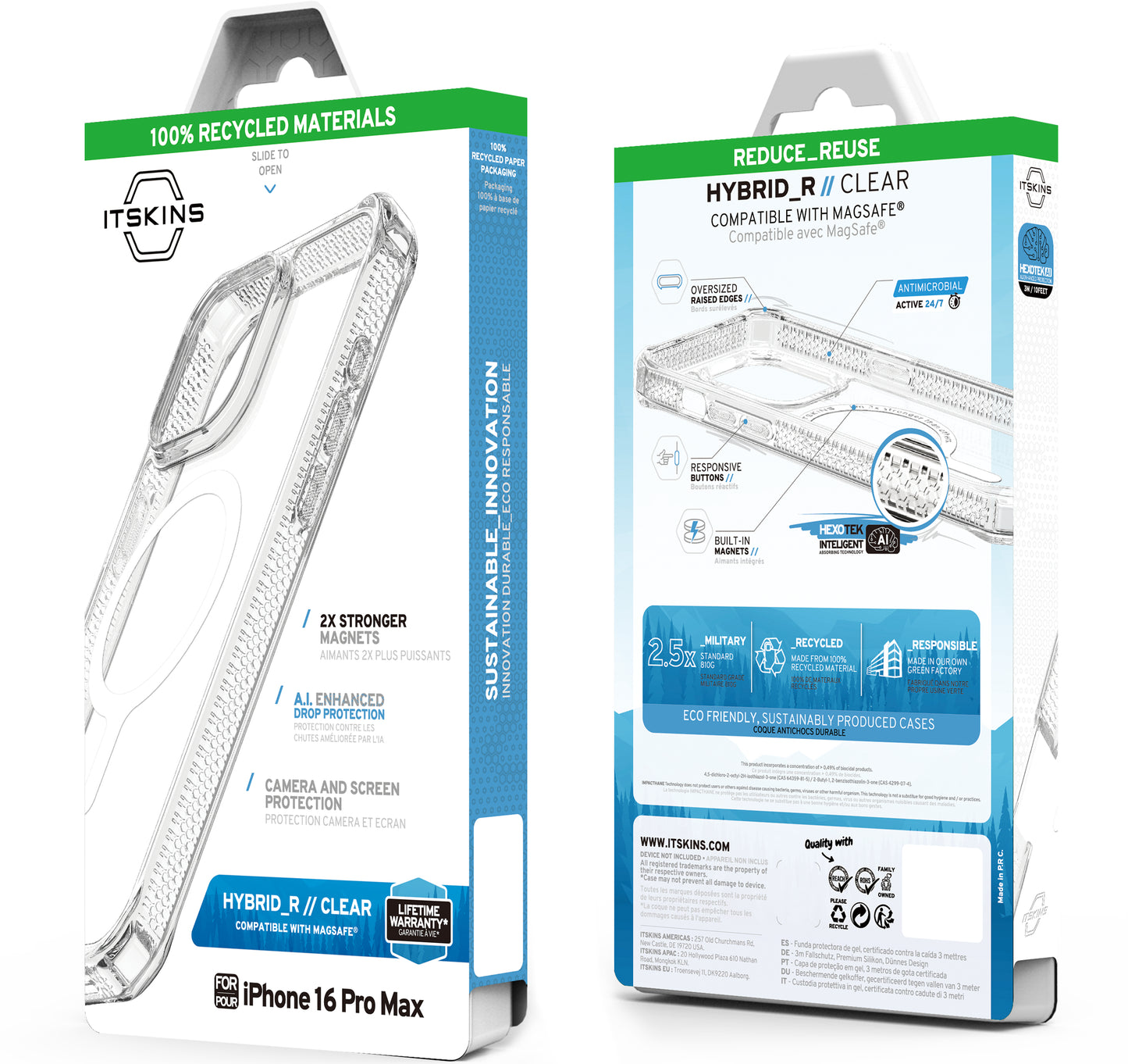 Itskins Level 2 Hybridmagclear_R For Apple Iphone 16 Pro Max Transparent