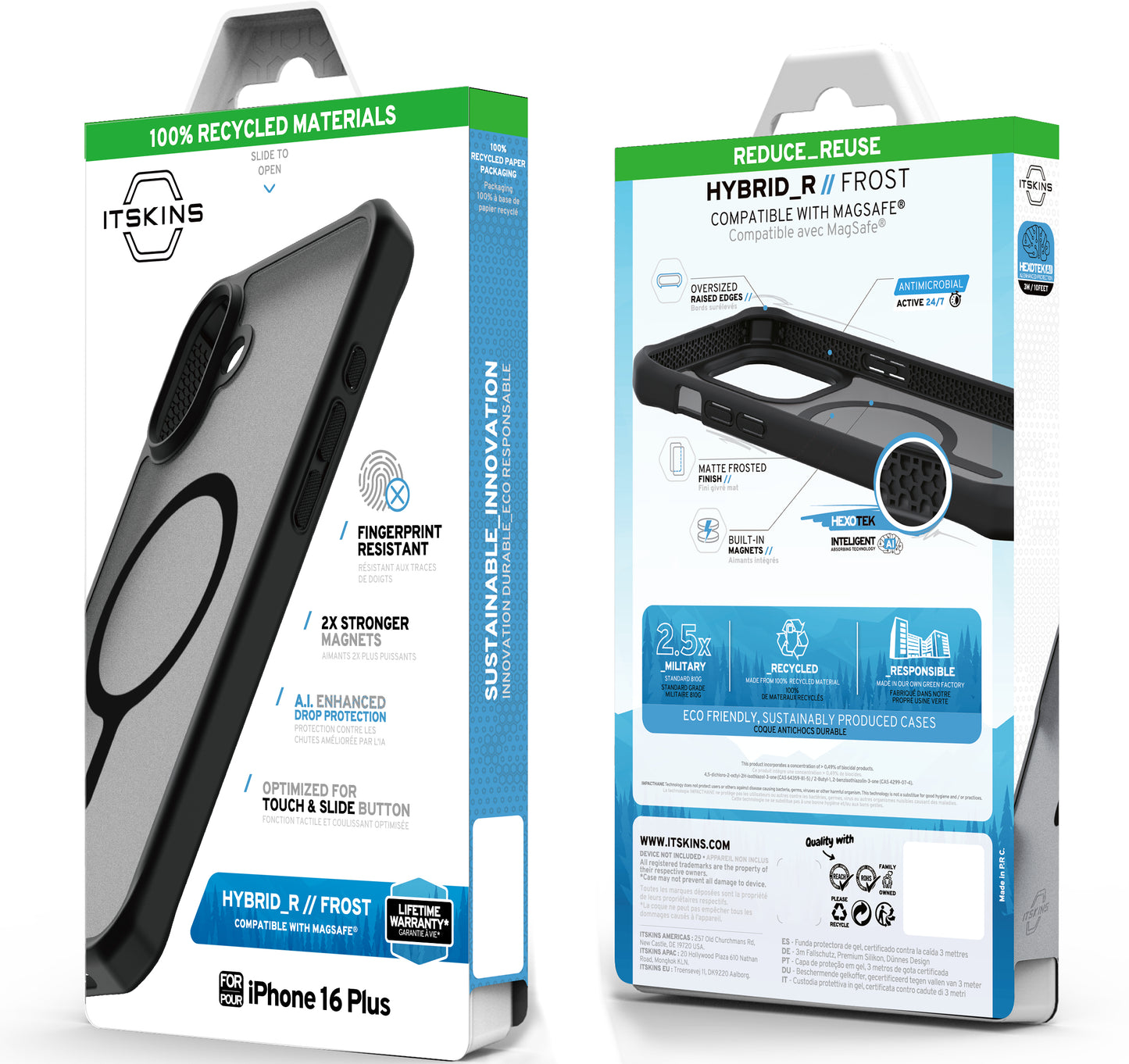 Itskins Level 2 Hybridmagfrost_R For Apple Iphone 16 Plus Black
