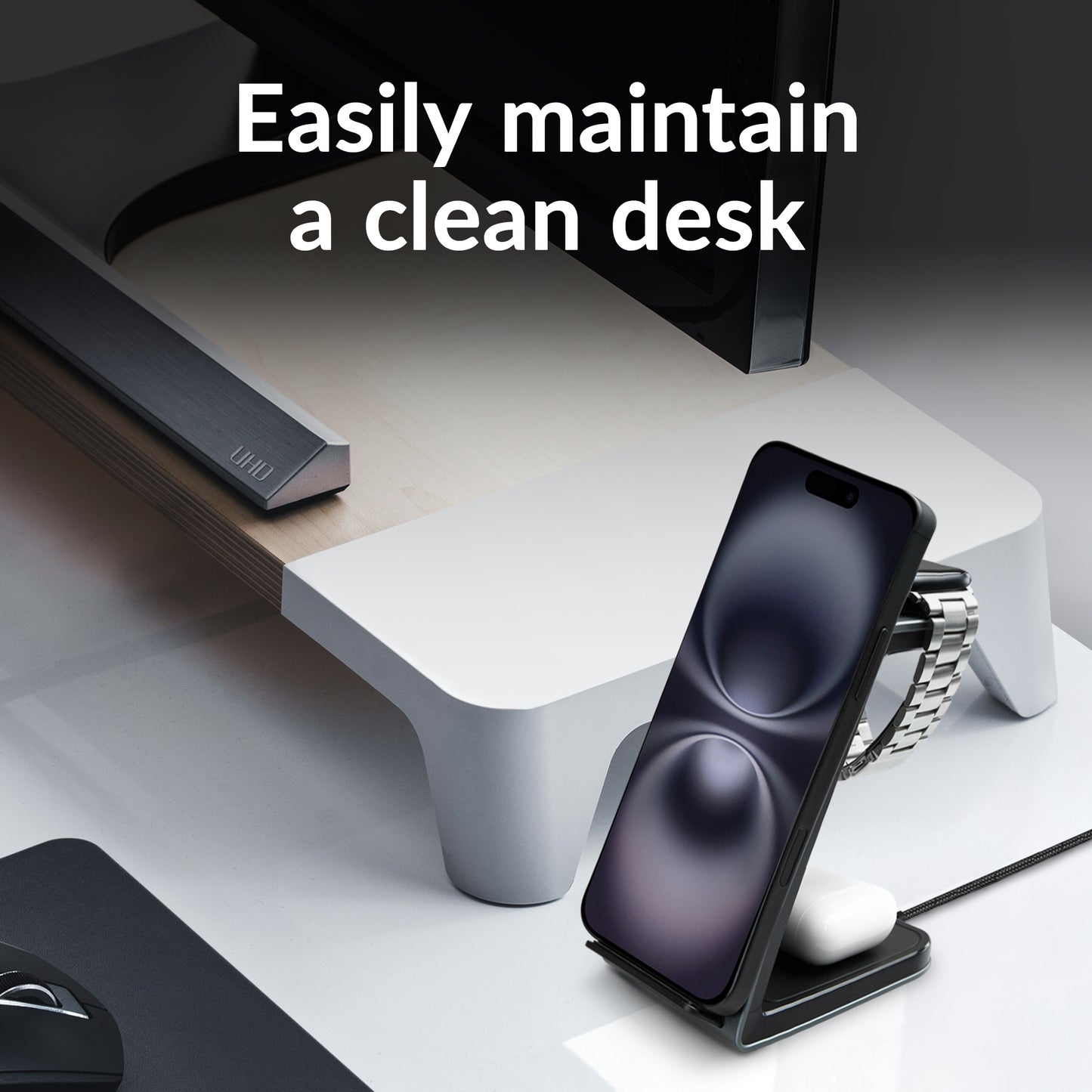 Mobilize 3In1 Aluminium Wireless Charger Station 15W