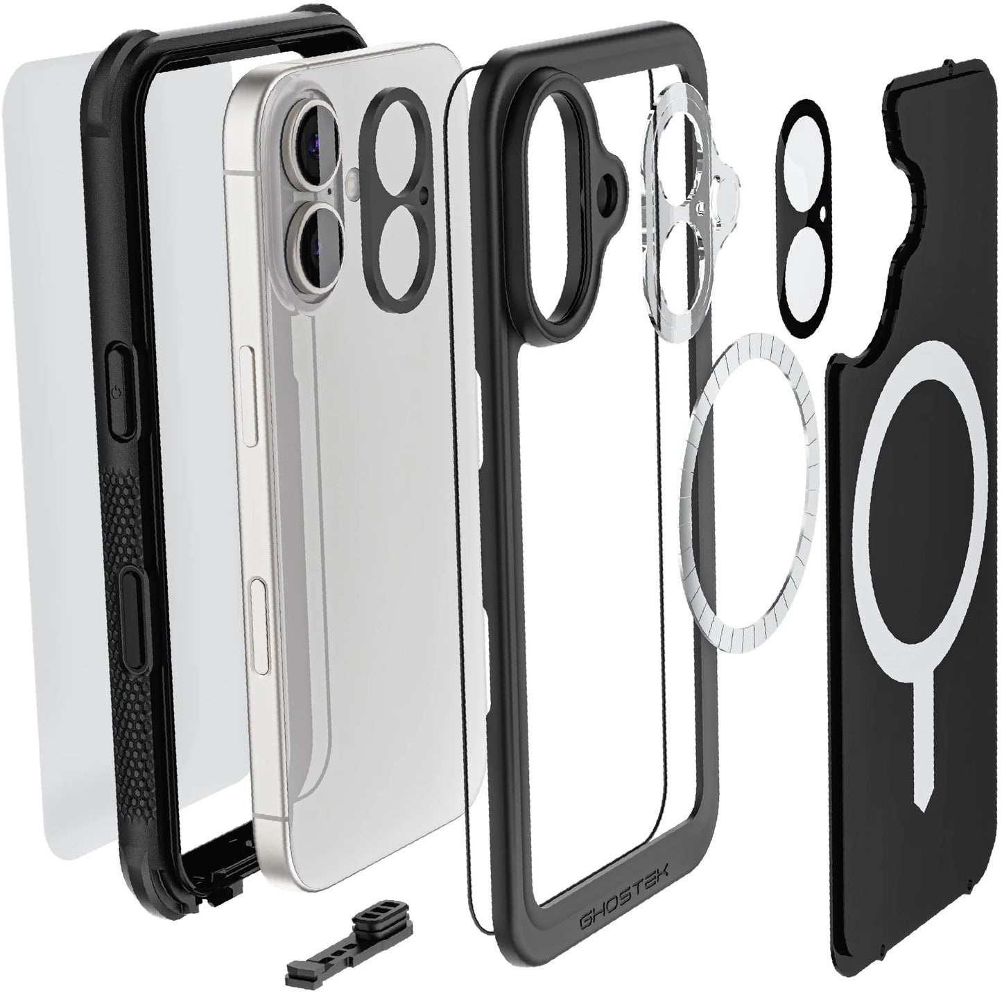 Ghostek Nautical Waterproof Magsafe Case + Belt Swivel Holster Apple Iphone 16 Black