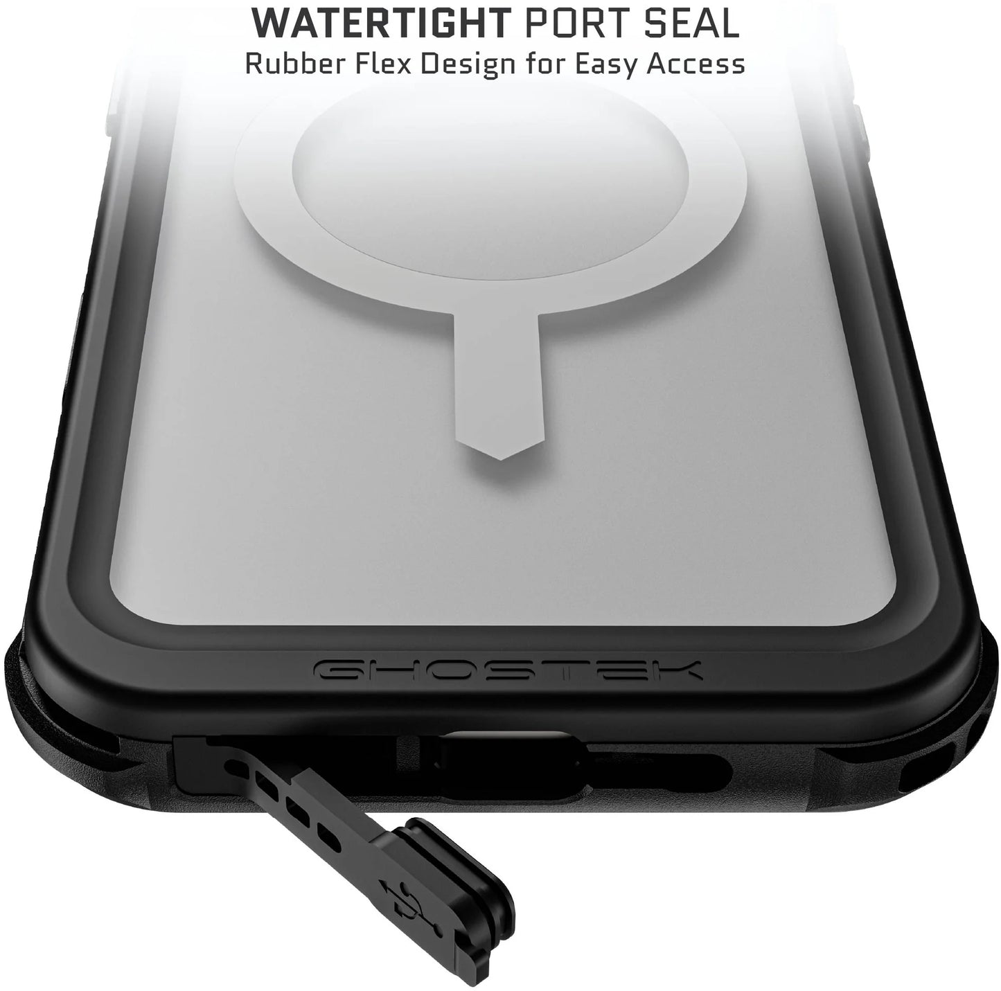 Ghostek Nautical Waterproof Magsafe Case + Belt Swivel Holster Apple Iphone 16 Plus Clear