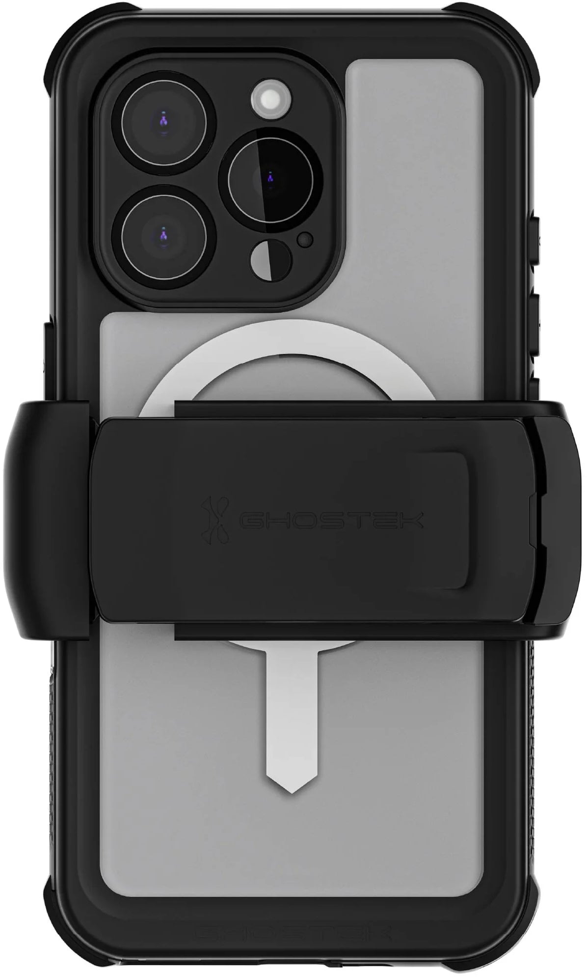 Ghostek Nautical Waterproof Magsafe Case + Belt Swivel Holster Apple Iphone 16 Pro Clear
