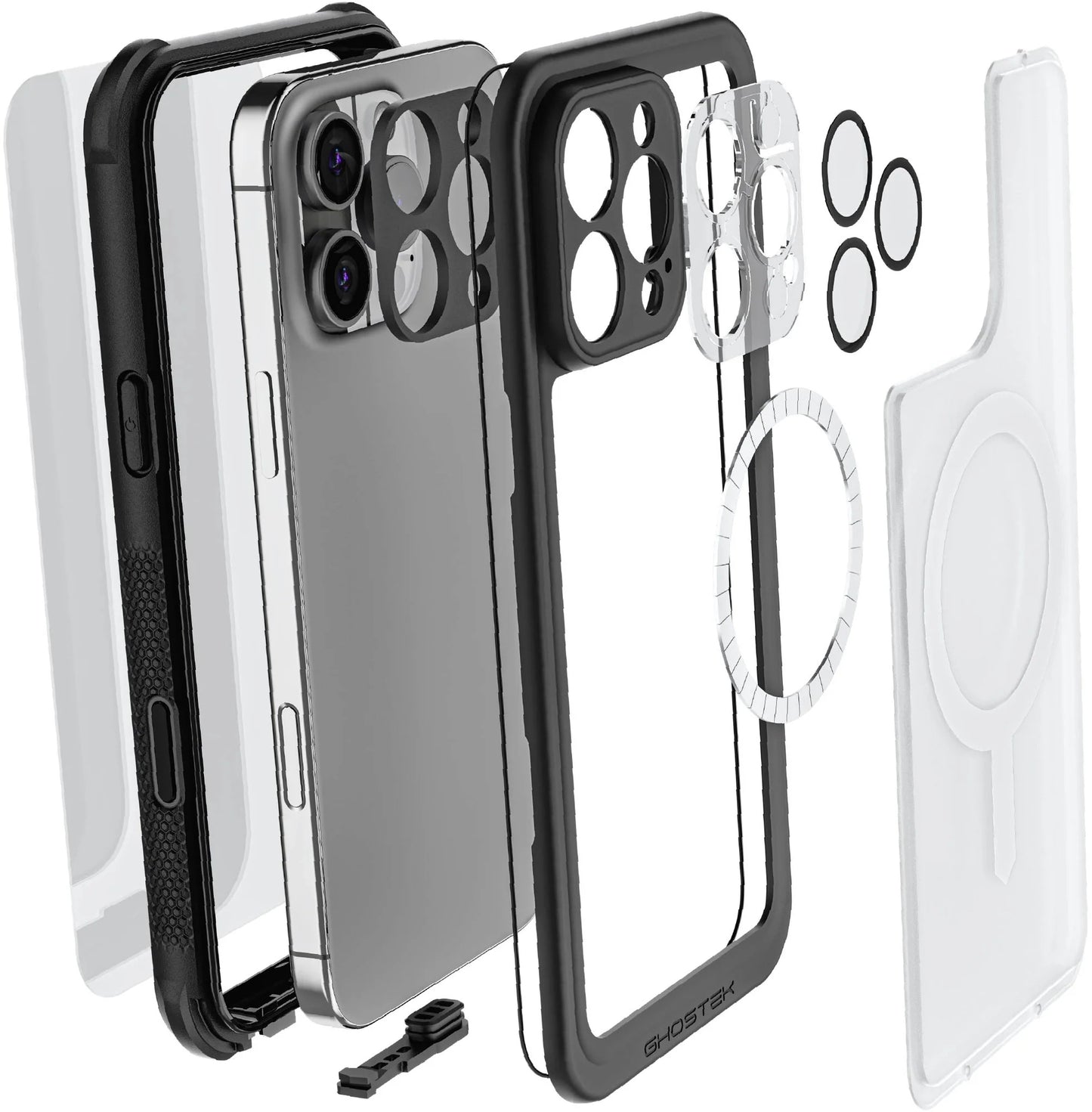 Ghostek Nautical Waterproof Magsafe Case + Belt Swivel Holster Apple Iphone 16 Pro Max Clear