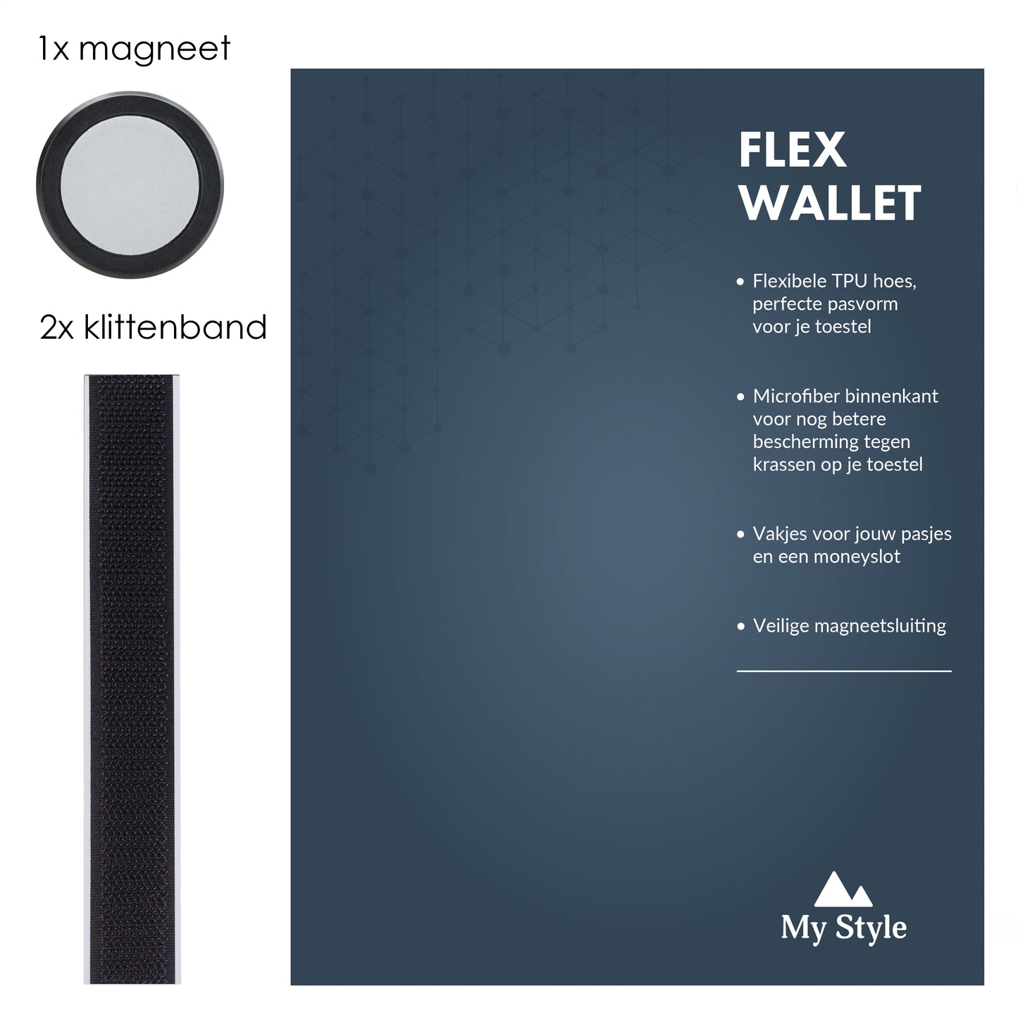 My Style Pos Forex Product Signing 20X15Cm Incl. Magneet/Klittenband My Style Flex Wallet Ocean Blue
