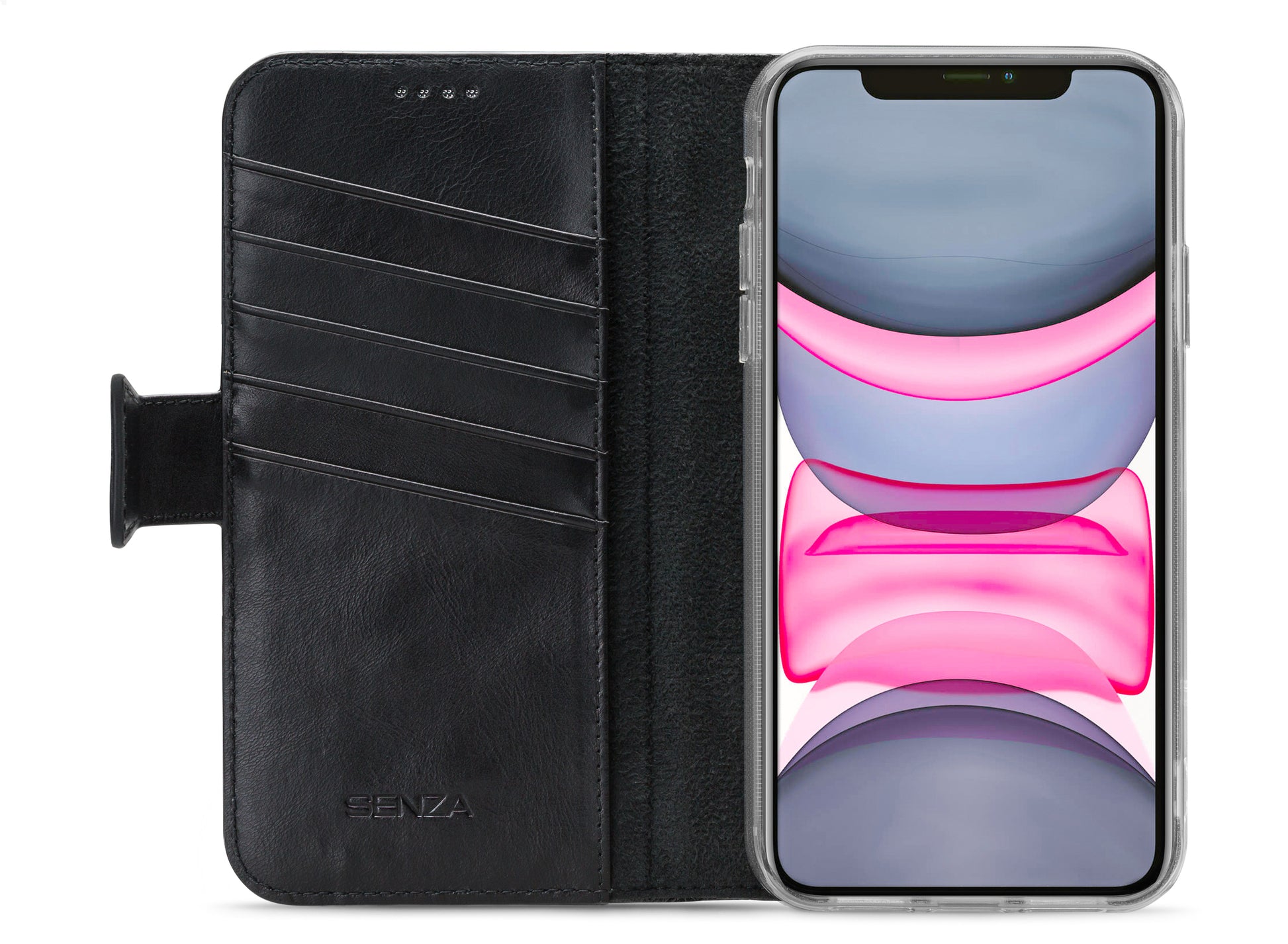 Senza Pure Leather Wallet Apple Iphone 11 Deep Black