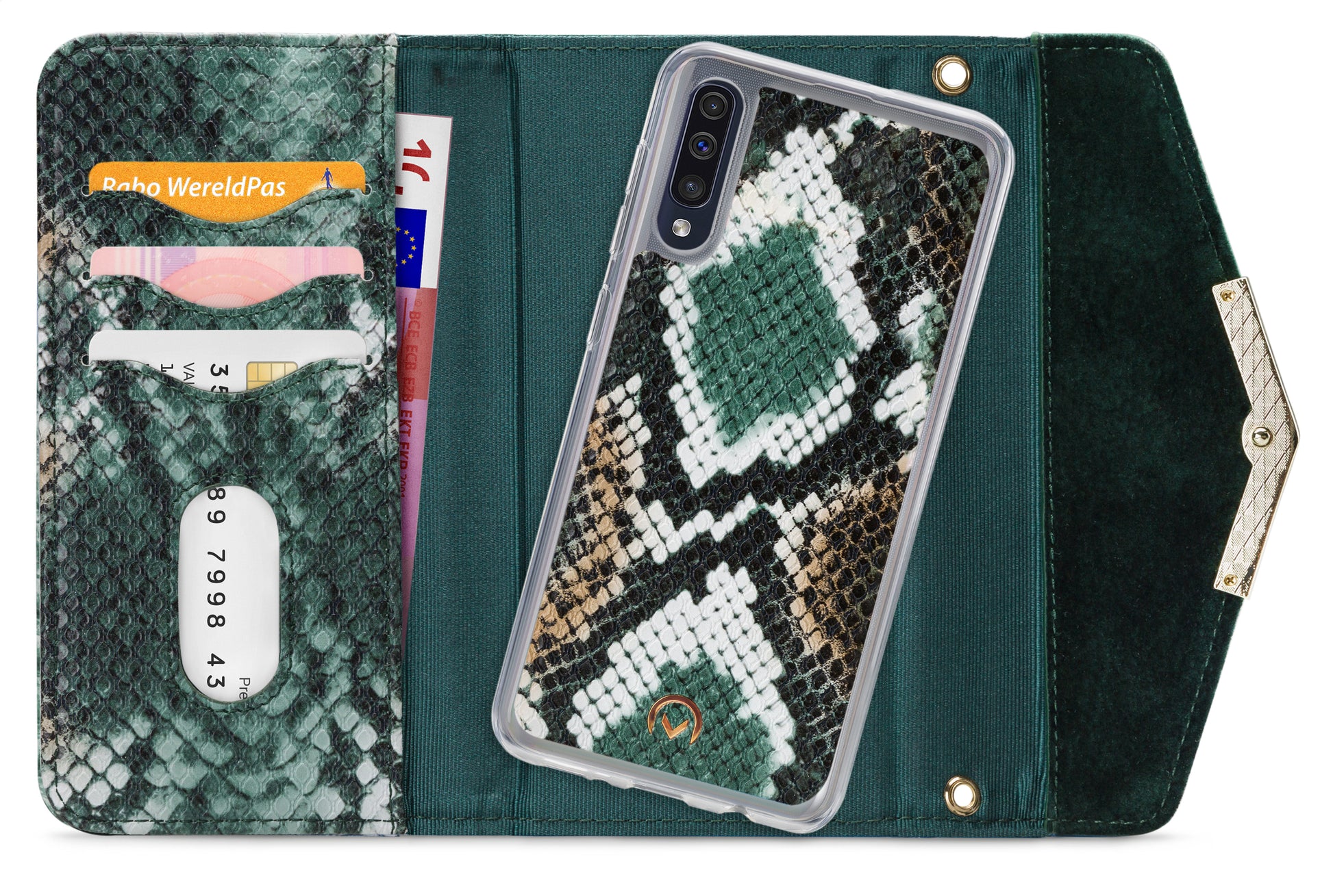 Mobilize 2In1 Gelly Velvet Clutch For Samsung Galaxy A30S/A50 Green Snake