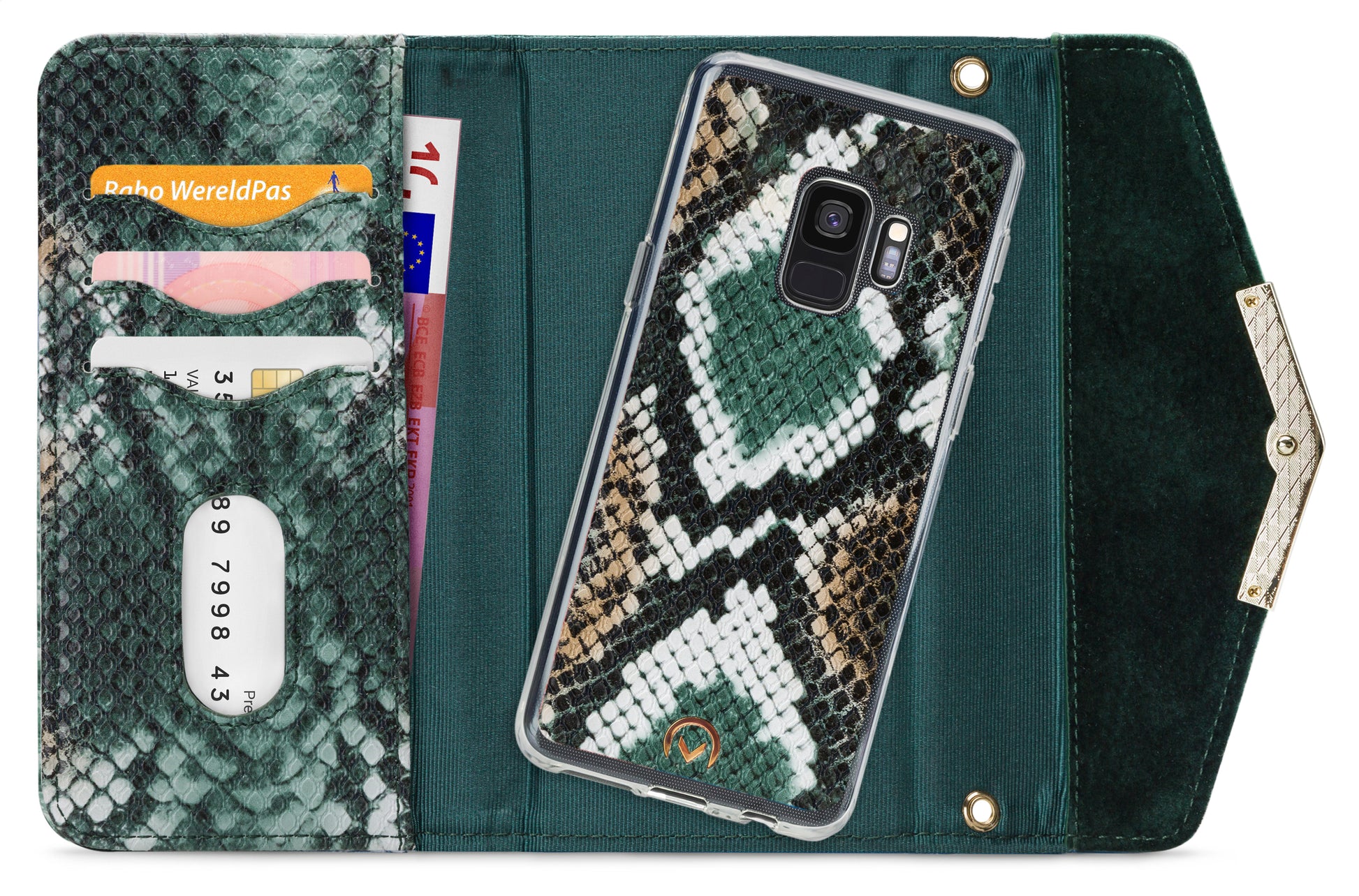 Mobilize 2In1 Gelly Velvet Clutch For Samsung Galaxy S9 Green Snake