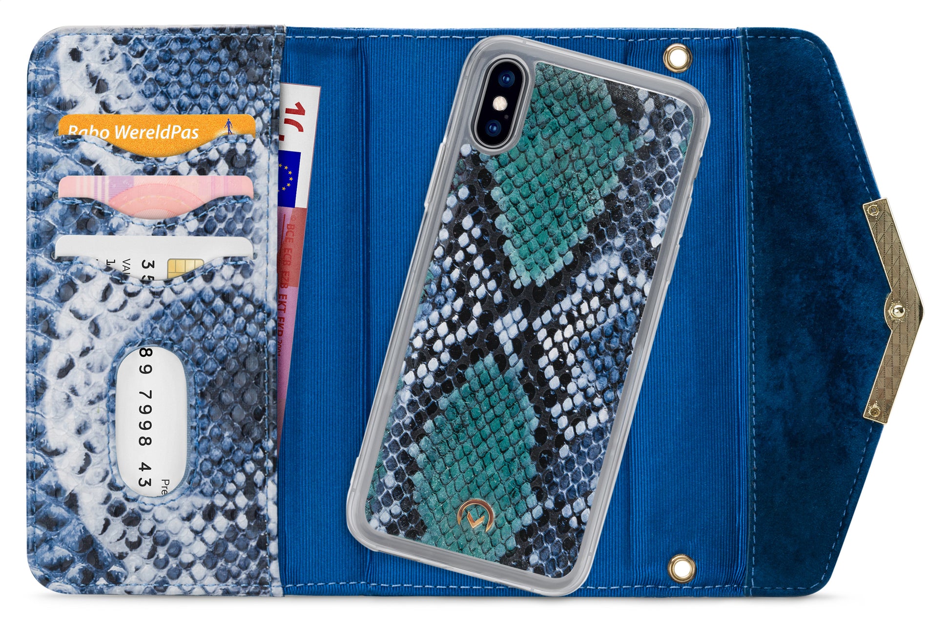 Mobilize 2In1 Gelly Velvet Clutch For Apple Iphone X/Xs Royal Blue Snake