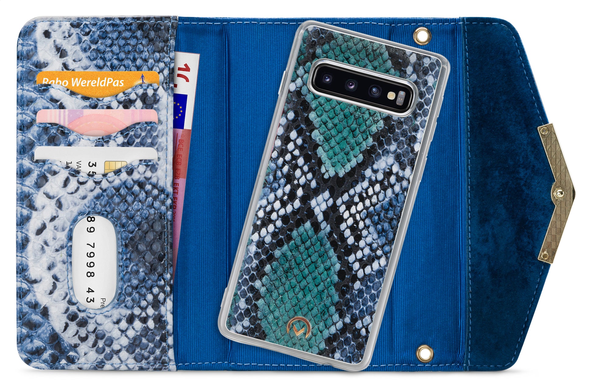 Mobilize 2In1 Gelly Velvet Clutch For Samsung Galaxy S10 Royal Blue Snake
