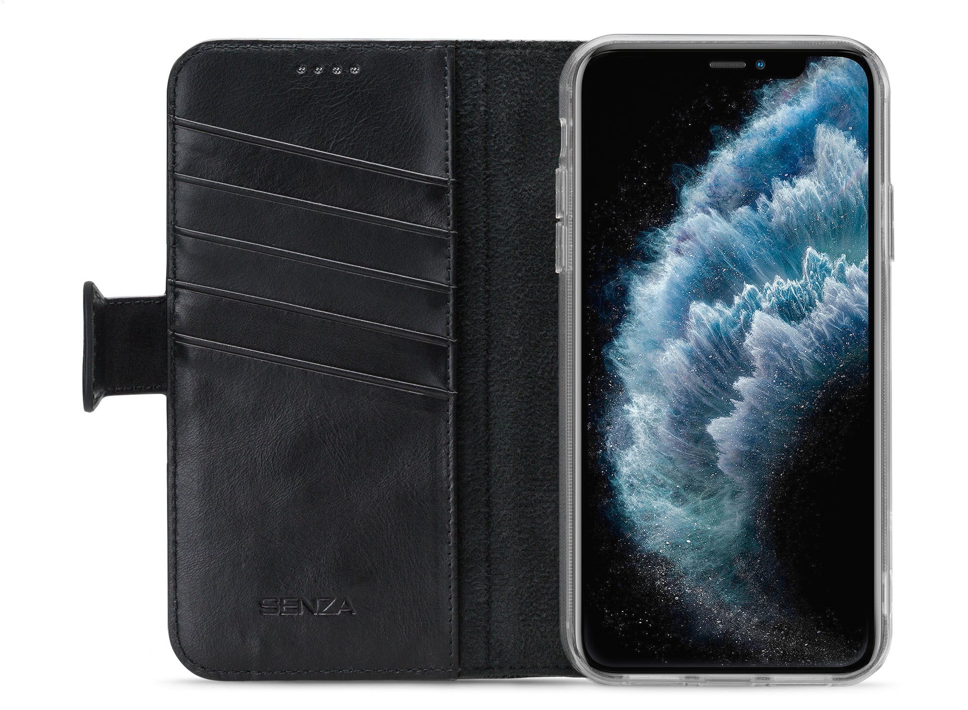Senza Pure Leather Wallet Apple Iphone 11 Pro Max Deep Black