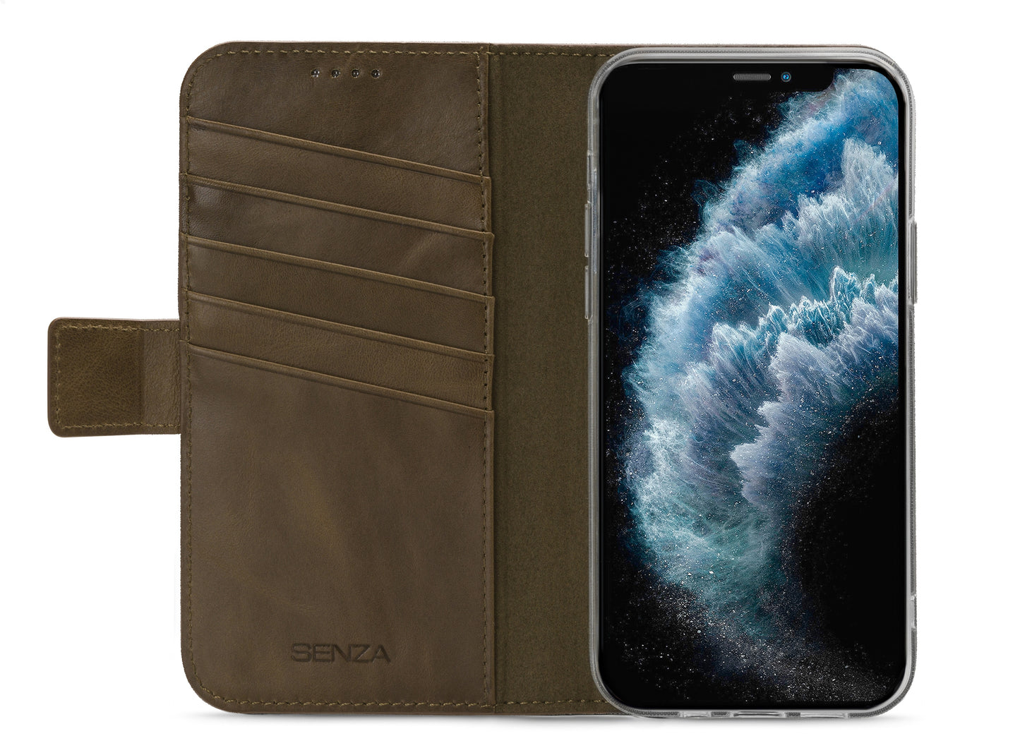 Senza Desire Leather Wallet Apple Iphone 11 Pro Max Burned Olive