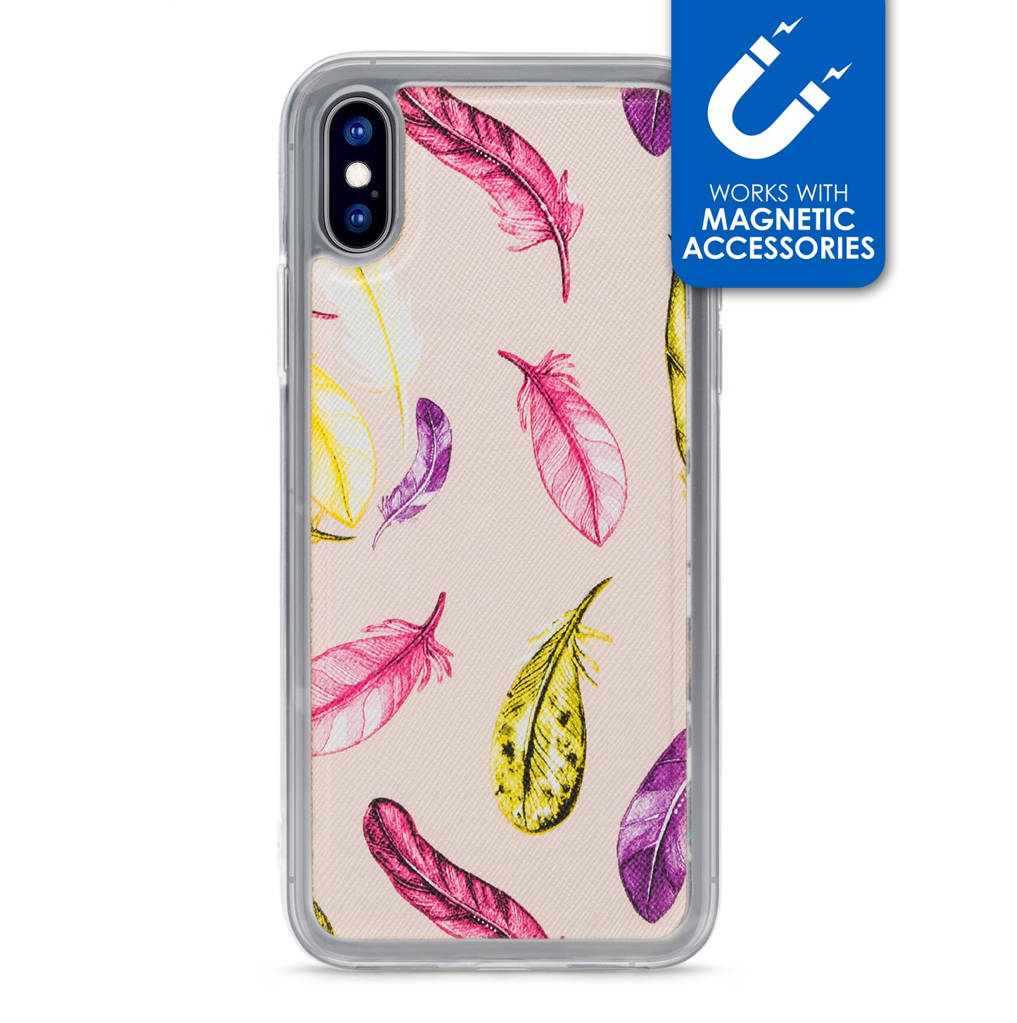 My Style Magneta Case For Apple Iphone X/Xs Beige Feathers
