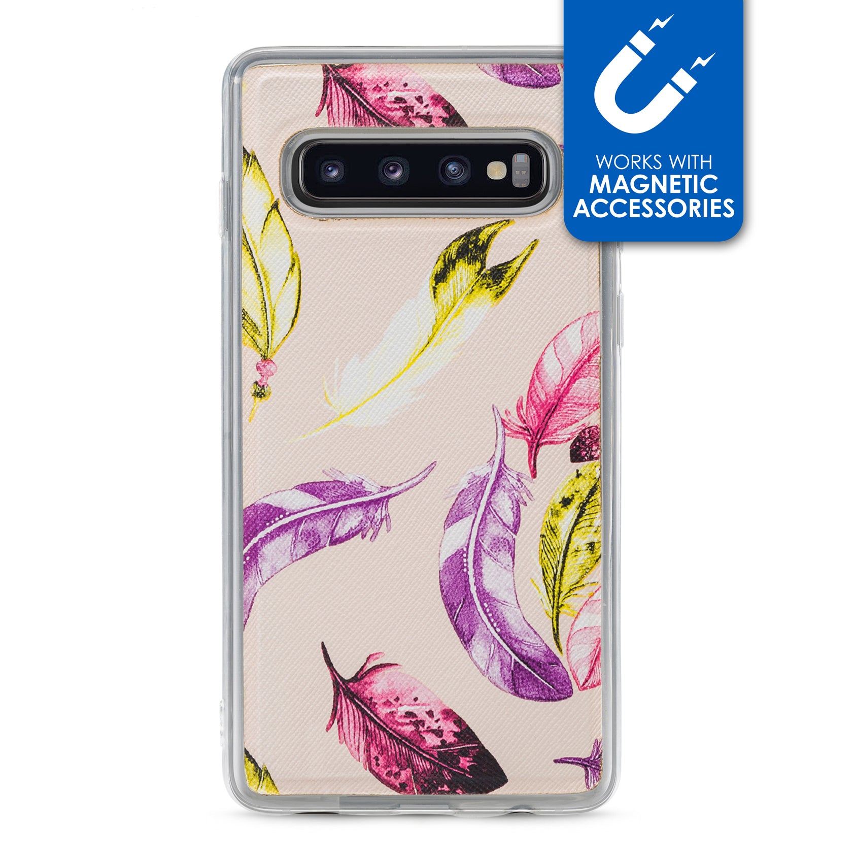 My Style Magneta Case For Samsung Galaxy S10 Beige Feathers
