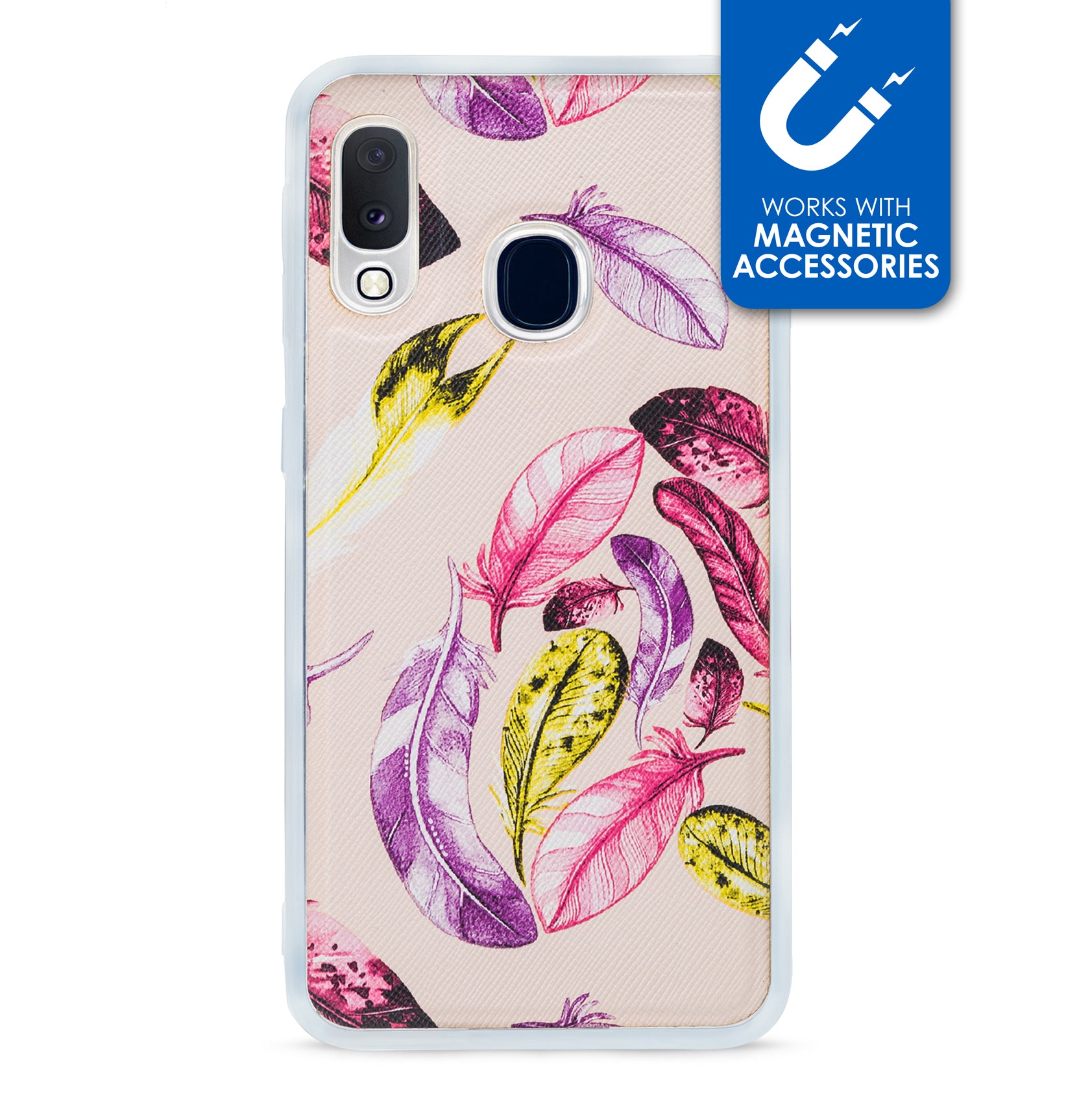 My Style Magneta Case For Samsung Galaxy A20E Beige Feathers