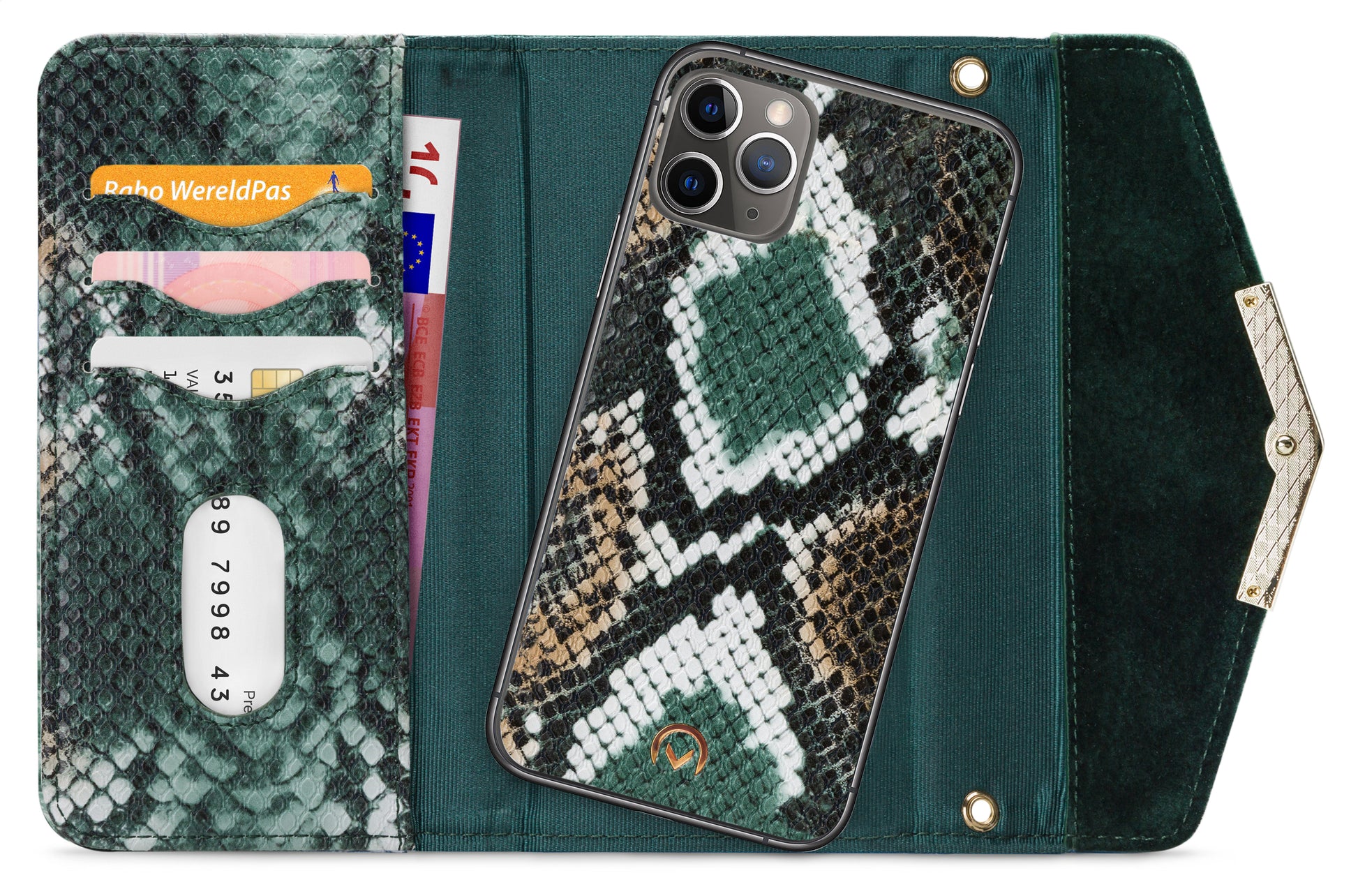 Mobilize 2In1 Gelly Velvet Clutch For Apple Iphone 11 Pro Green Snake