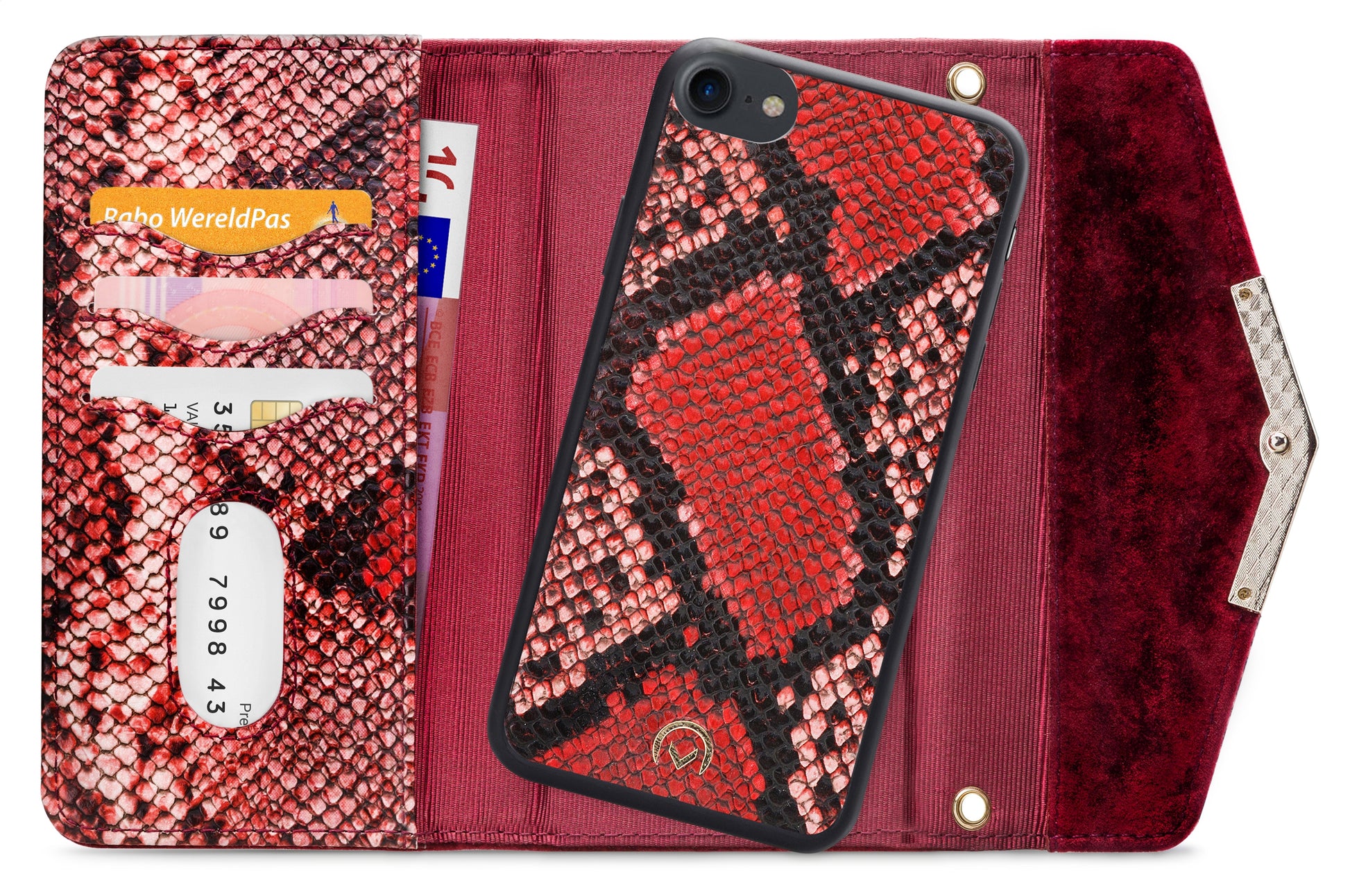 Mobilize 2In1 Gelly Velvet Clutch For Apple Iphone 6/6S/7/8/Se (2020/2022) Red Snake