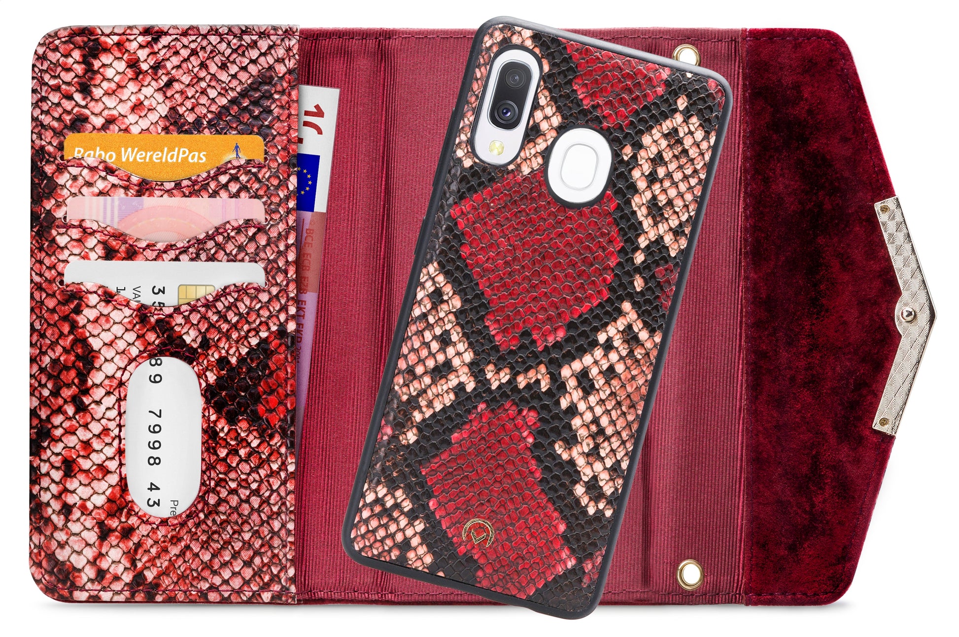 Mobilize 2In1 Gelly Velvet Clutch For Samsung Galaxy A40 Red Snake