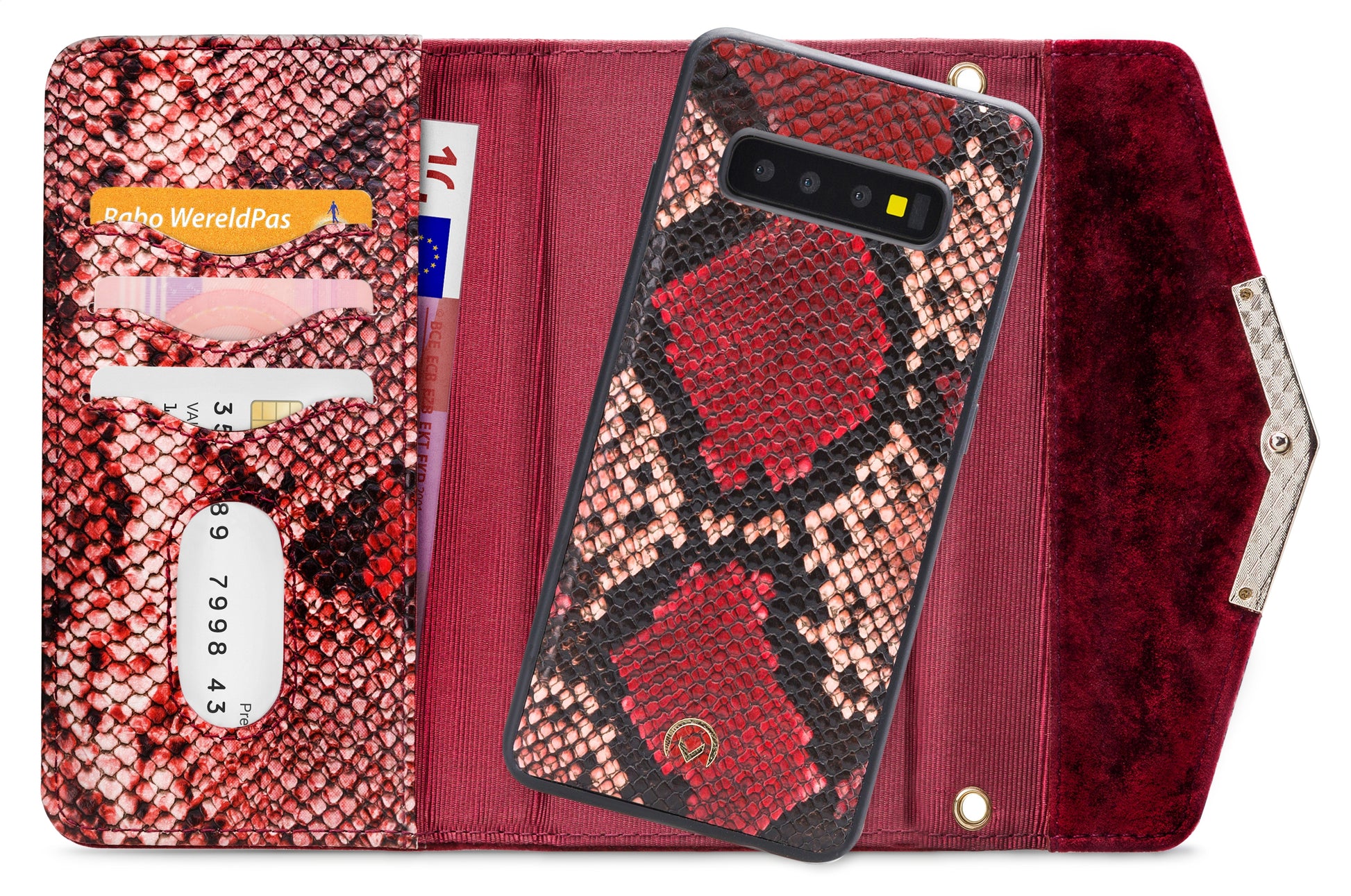 Mobilize 2In1 Gelly Velvet Clutch For Samsung Galaxy S10 Red Snake