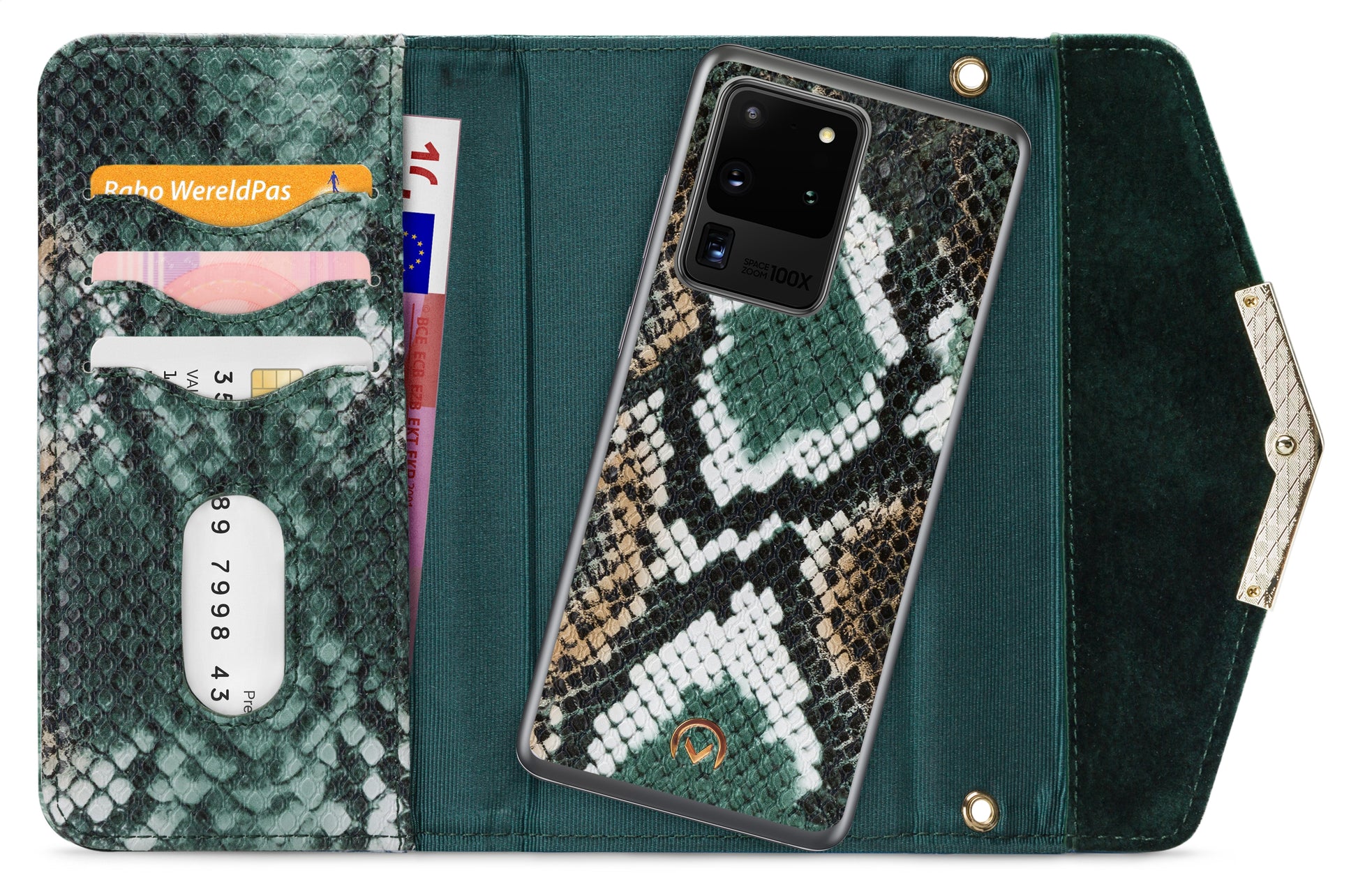 Mobilize 2In1 Gelly Velvet Clutch For Samsung Galaxy S20 Ultra/S20 Ultra 5G Green Snake