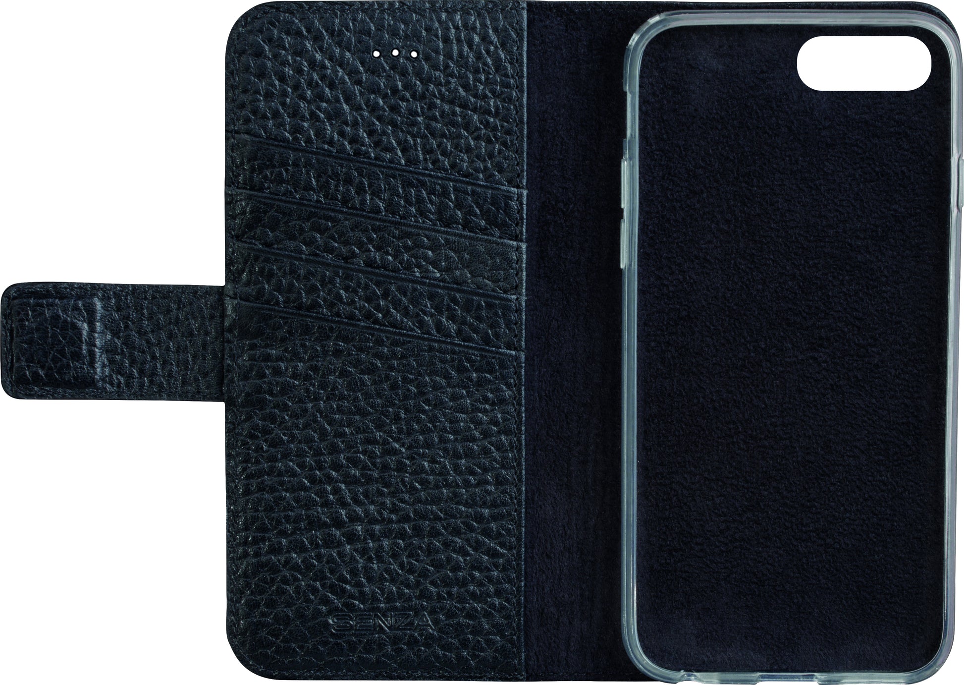 Senza Exquisite Leather Wallet Apple Iphone 7 Plus/8 Plus Intense Black