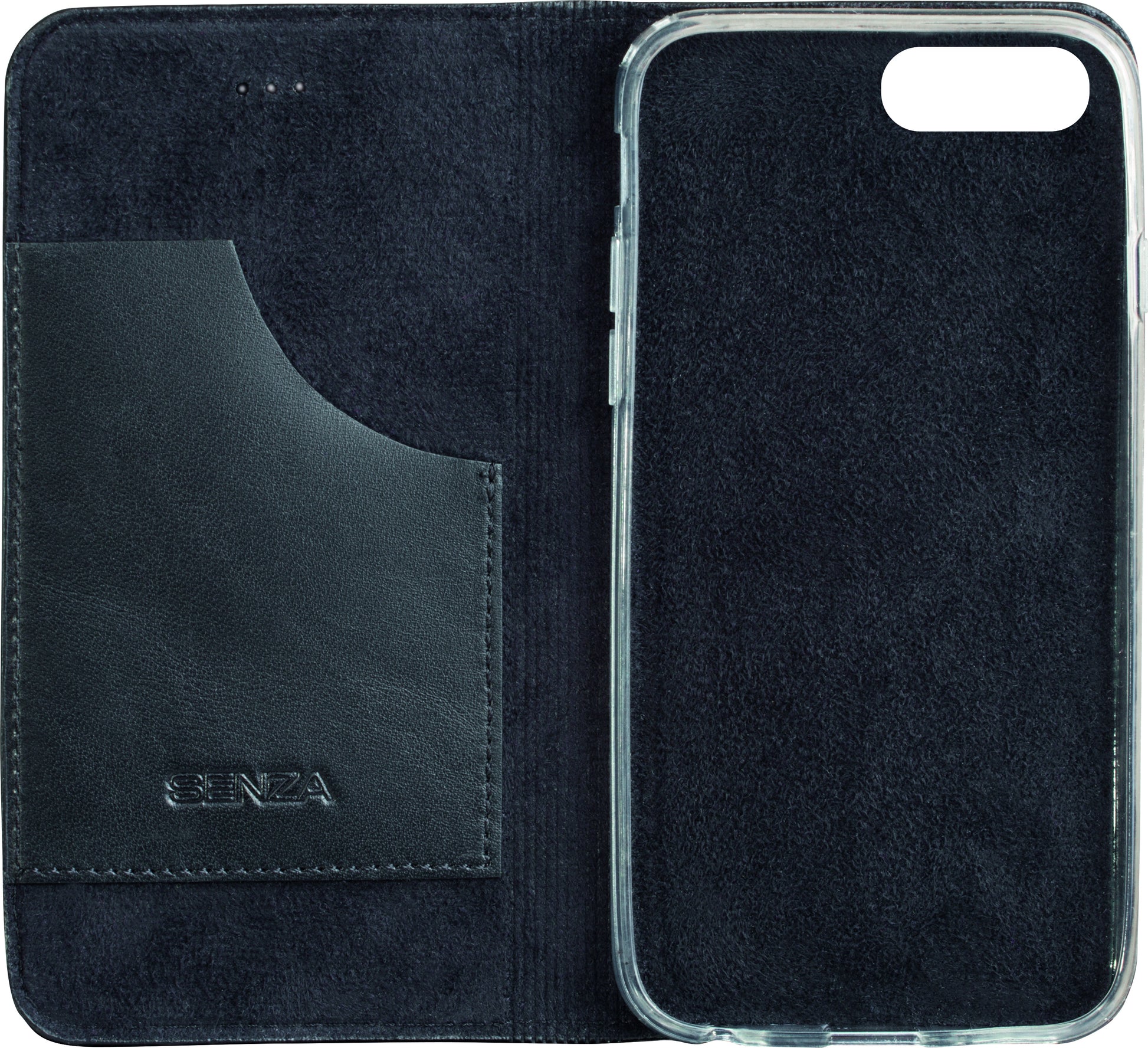 Senza Authentic Leather Booklet Apple Iphone 7 Plus/8 Plus Pure Black