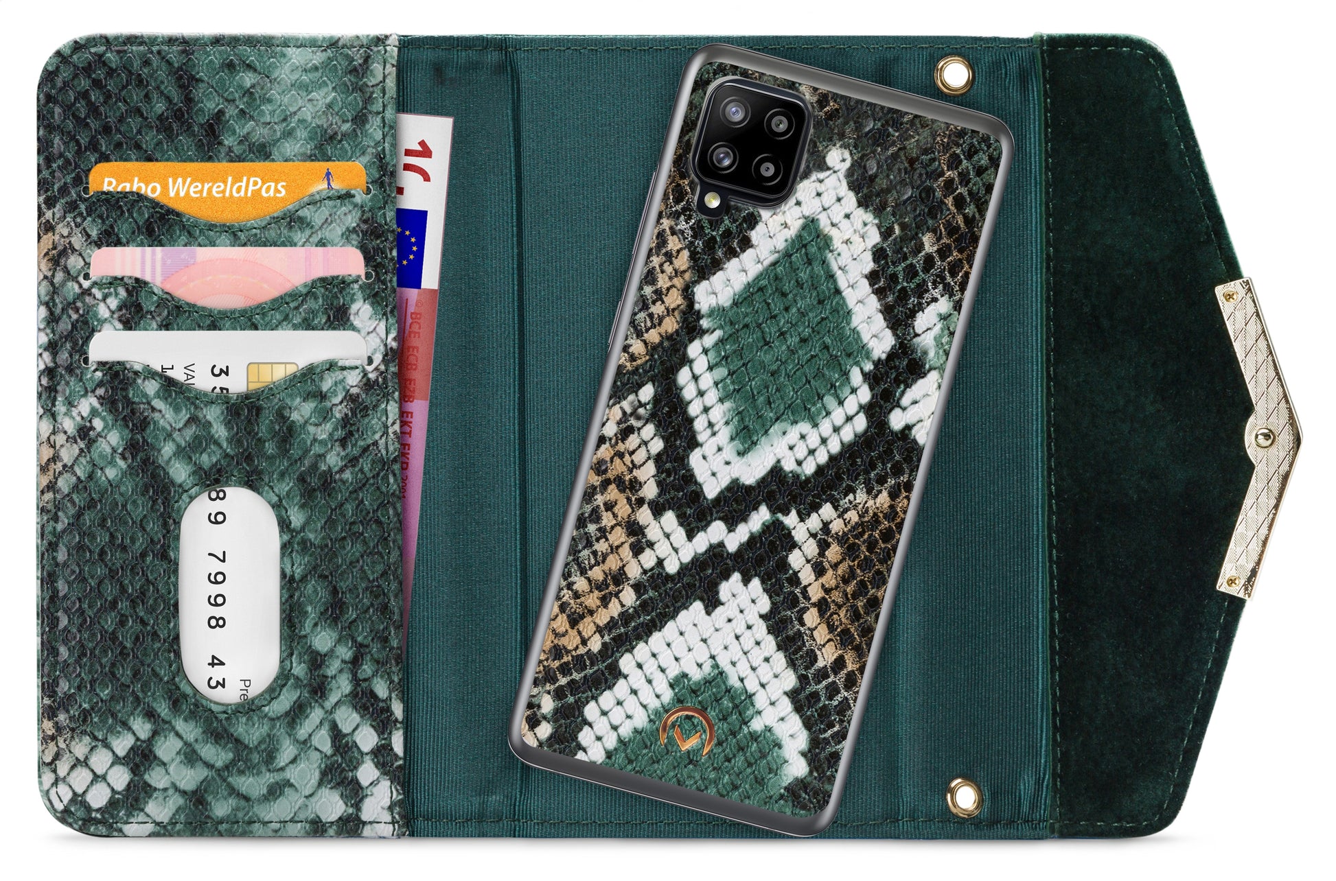 Mobilize 2In1 Gelly Velvet Clutch For Samsung Galaxy A42/A42 5G Green Snake