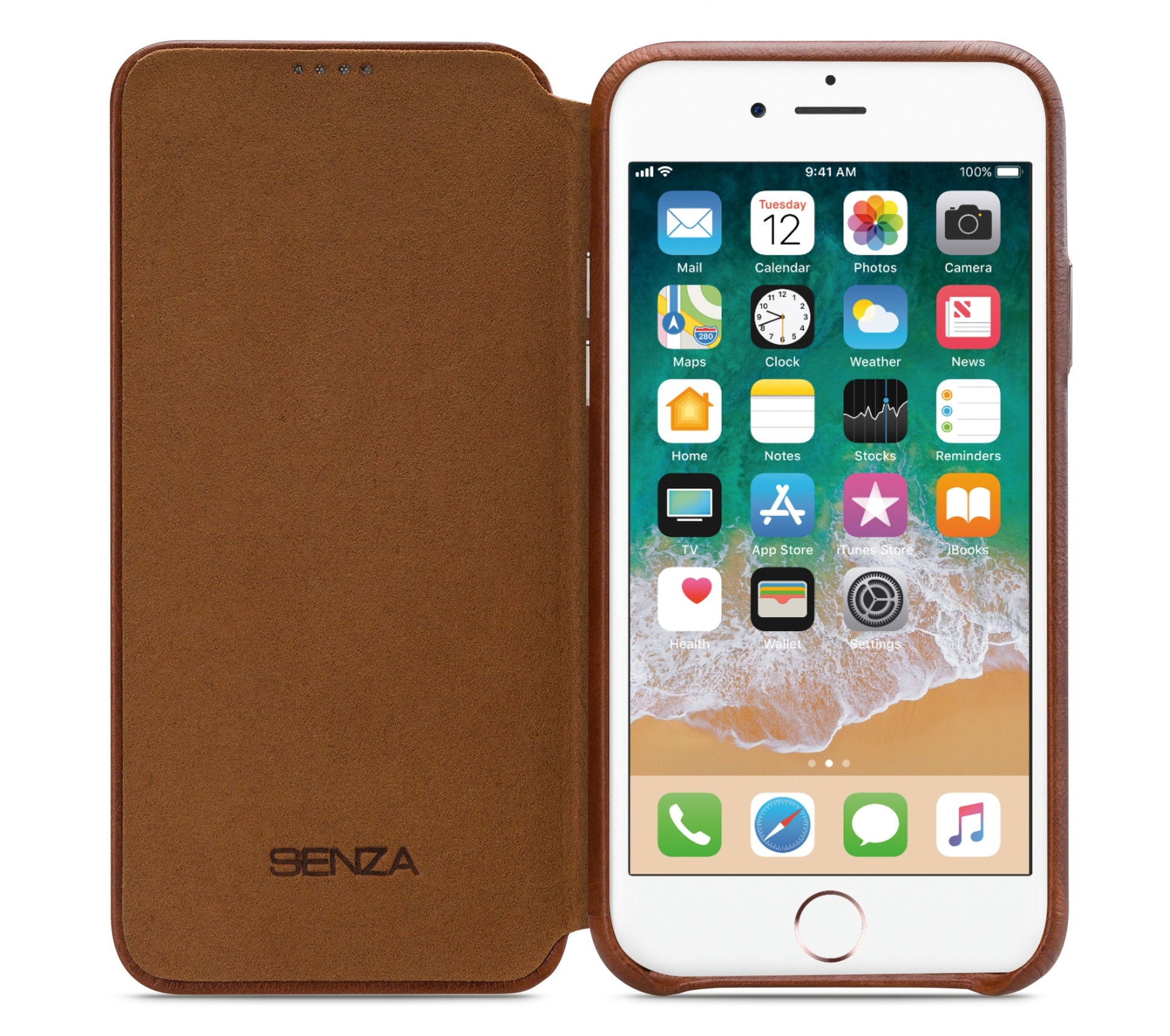 Senza Desire Skinny Leather Booklet Apple Iphone 6/6S Burned Cognac