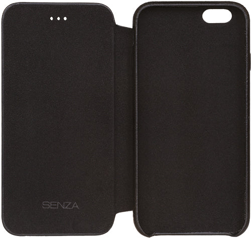 Senza Pure Skinny Leather Booklet Apple Iphone 6/6S Deep Black