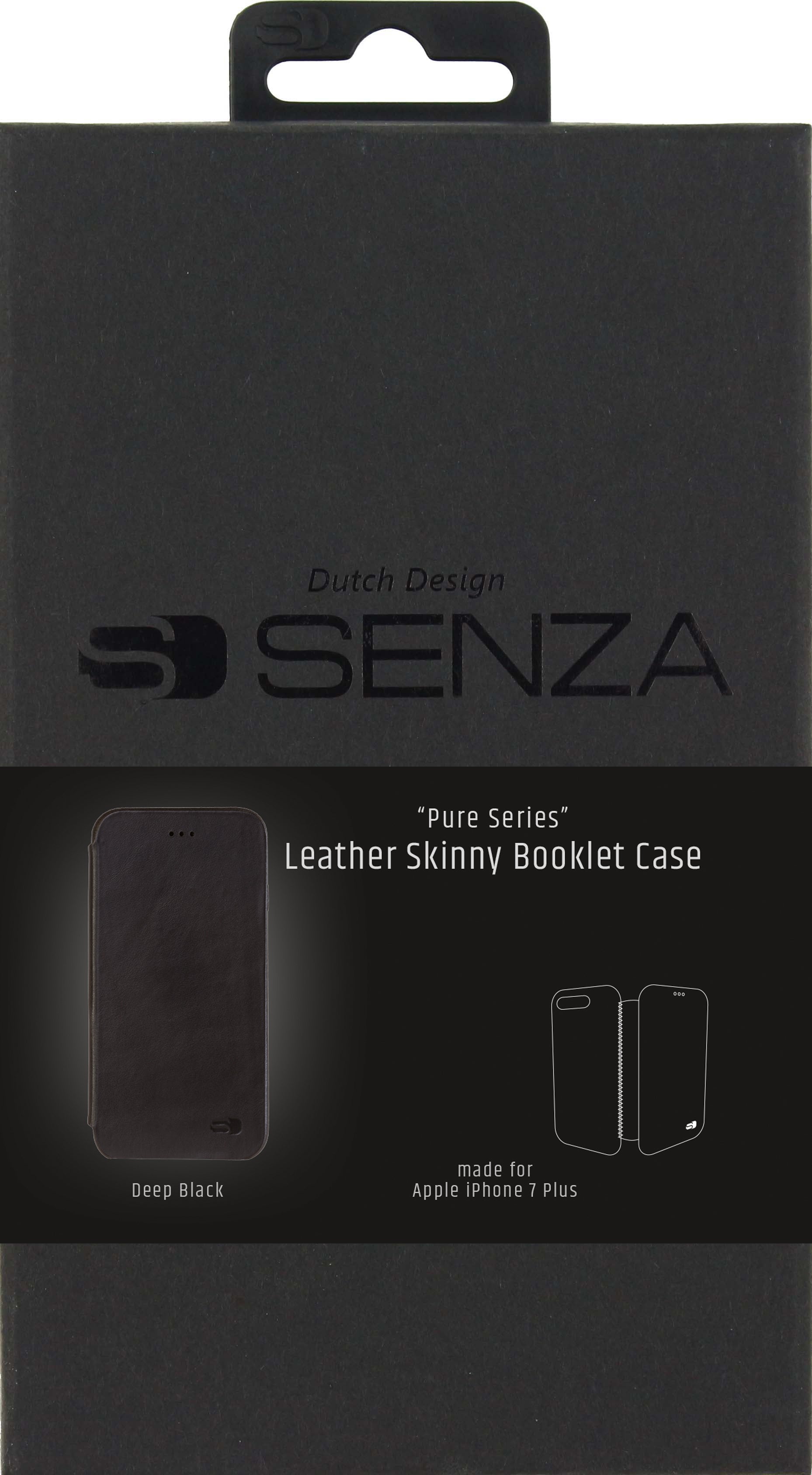 Senza Pure Skinny Leather Booklet Apple Iphone 7 Plus/8 Plus Deep Black