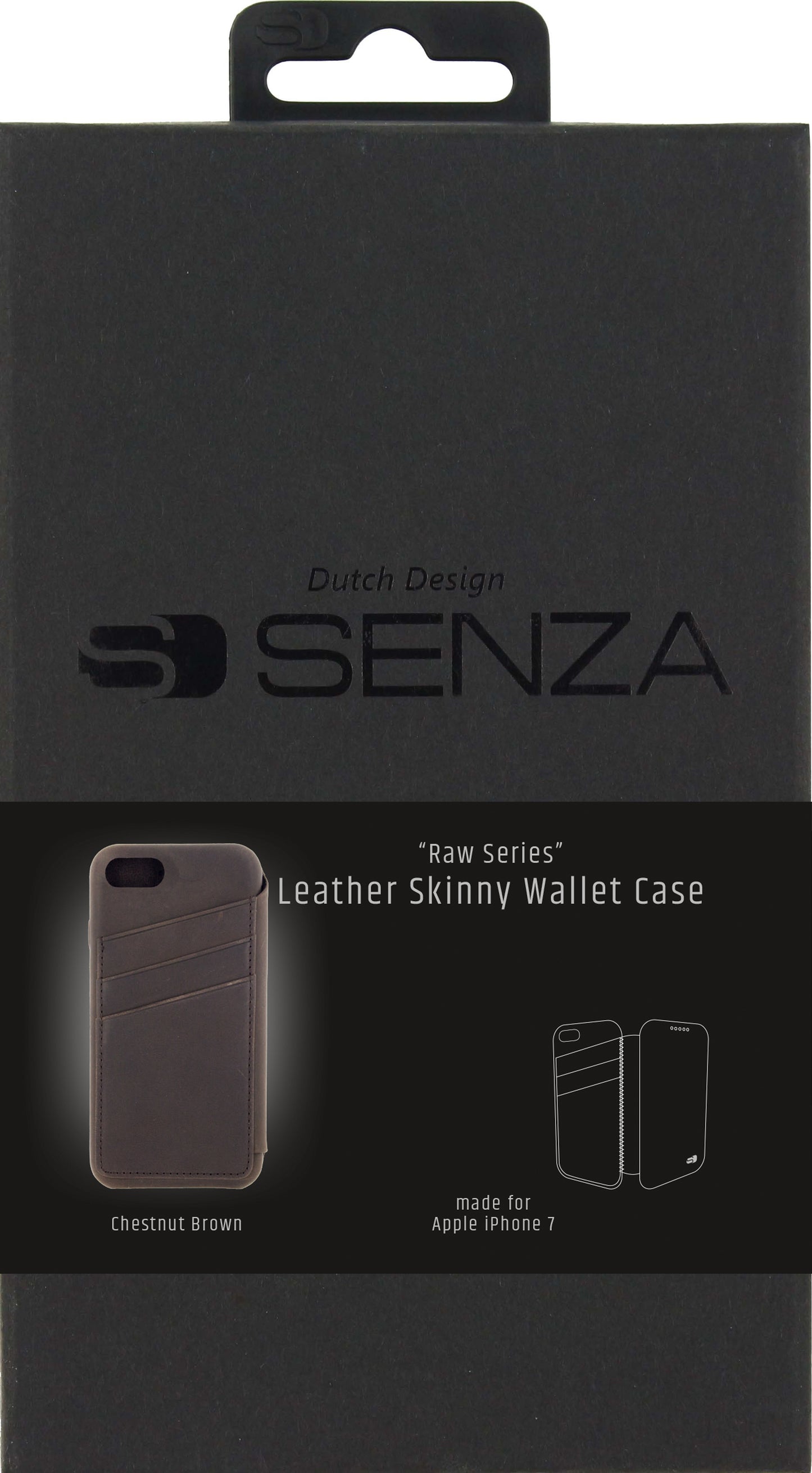 Senza Raw Skinny Leather Wallet Apple Iphone 7/8/Se (2020/2022) Chestnut Brown
