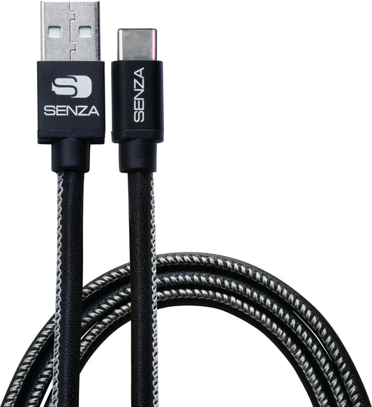 Senza Premium Leather Charge/Sync Cable Usb-C 1.5M. 15W Black