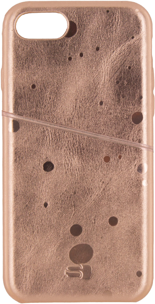 Senza Glam Leather Cover With Card Slot Apple Iphone 7/8/Se (2020/2022) Metallic Rosé